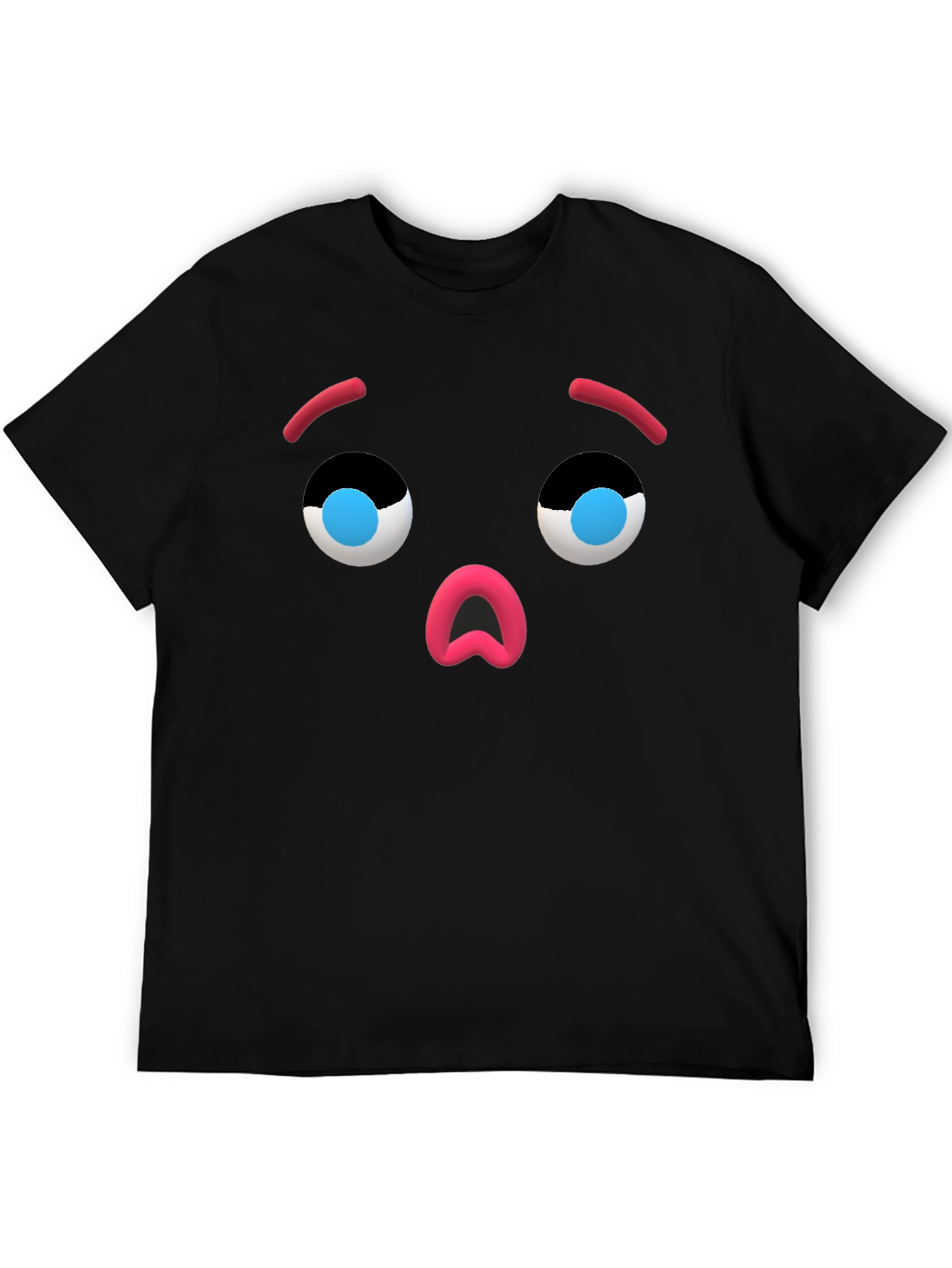 Camiseta Negra con Cara de Emoji Sorprendido