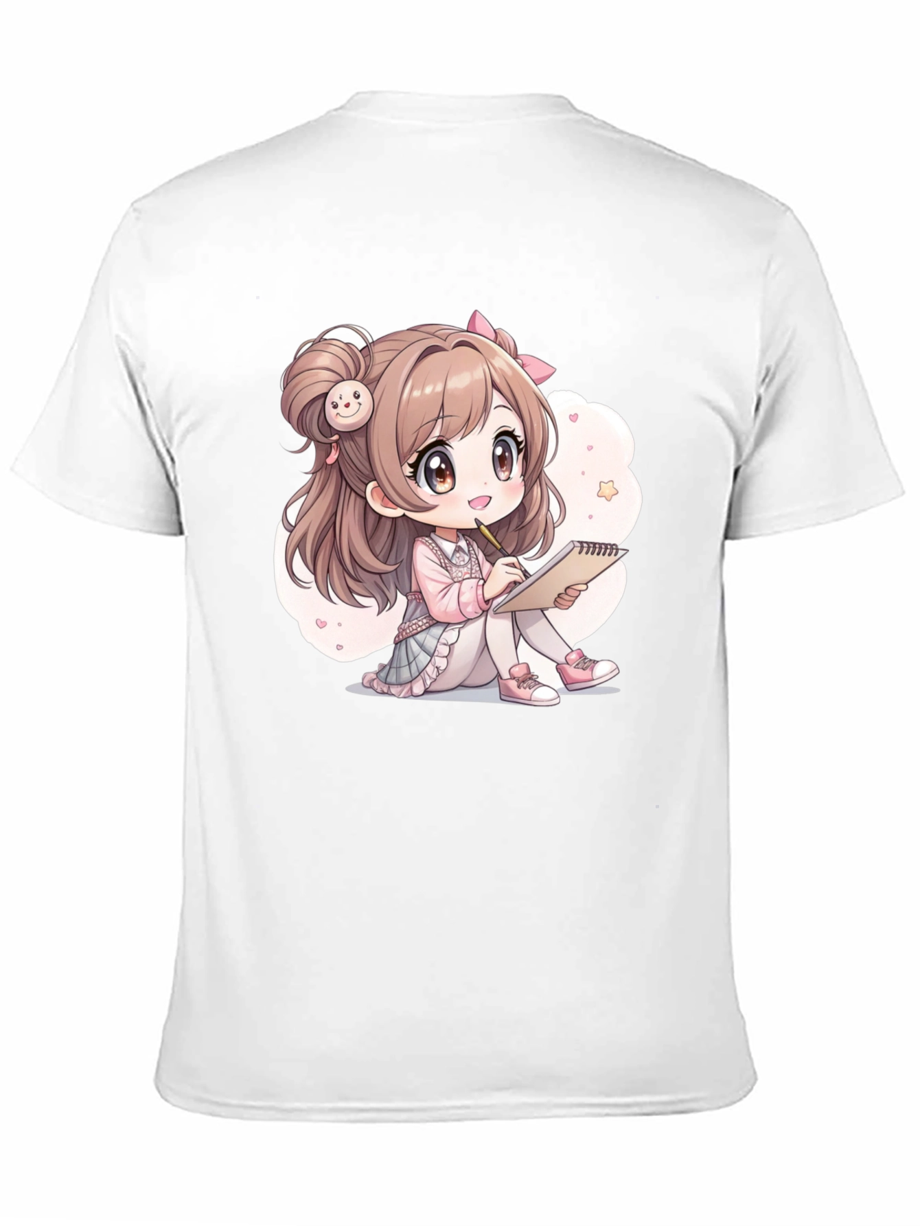 Camiseta Negra con Diseño Anime Kawaii