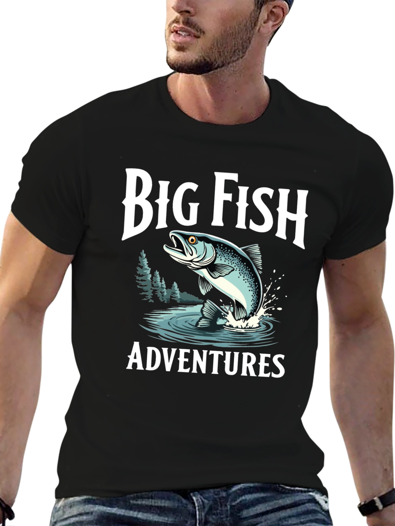 Camiseta Negra Big Fish Adventures para Hombre