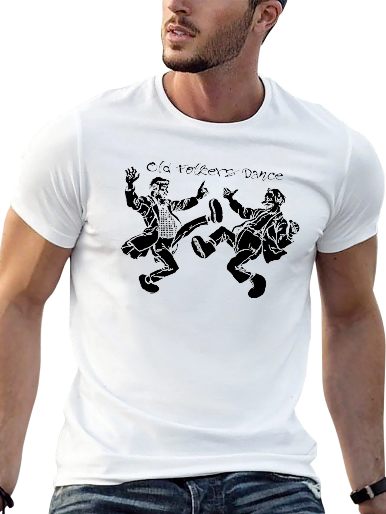 Camiseta Negra con Estampado Old Folks Dance