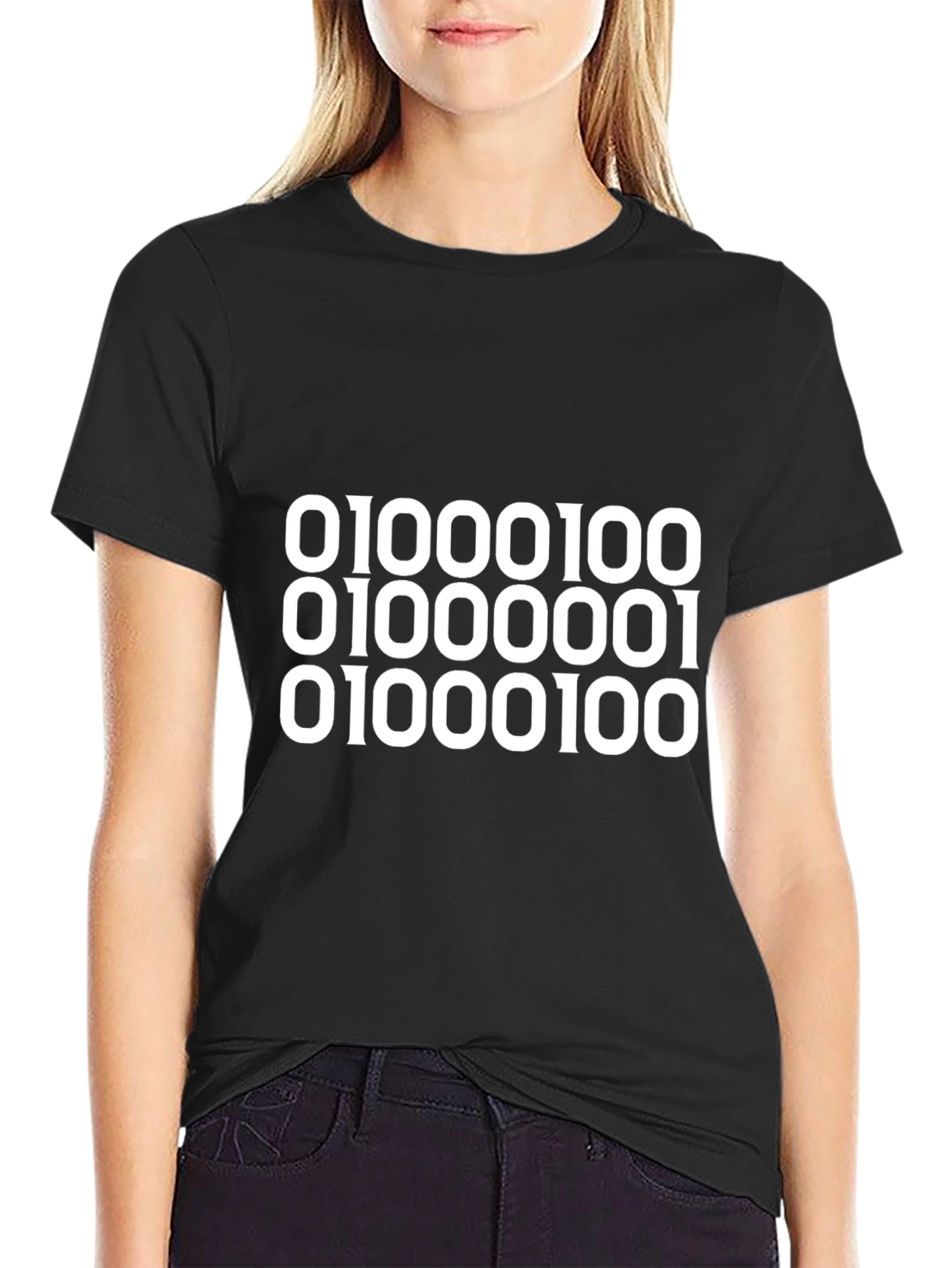 Camiseta Negra Código Binario para Programadores