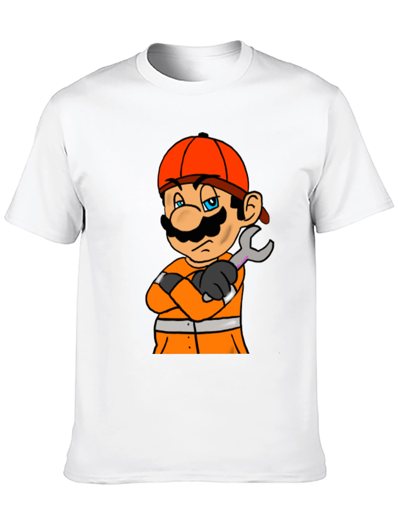 Camiseta Negra con Diseño de Mario Constructor