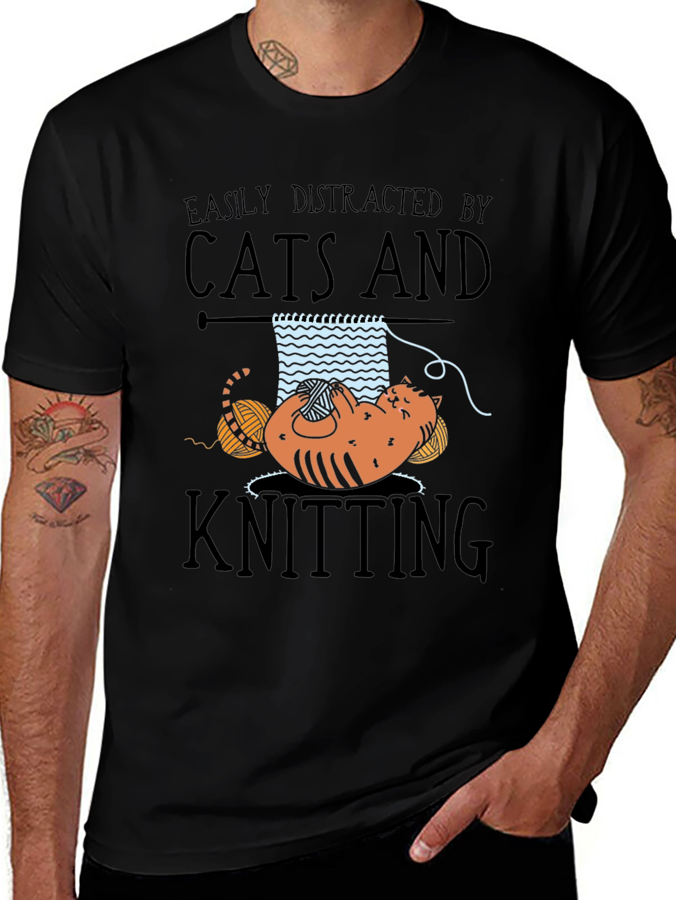 Camiseta Hombre Cats and Knitting