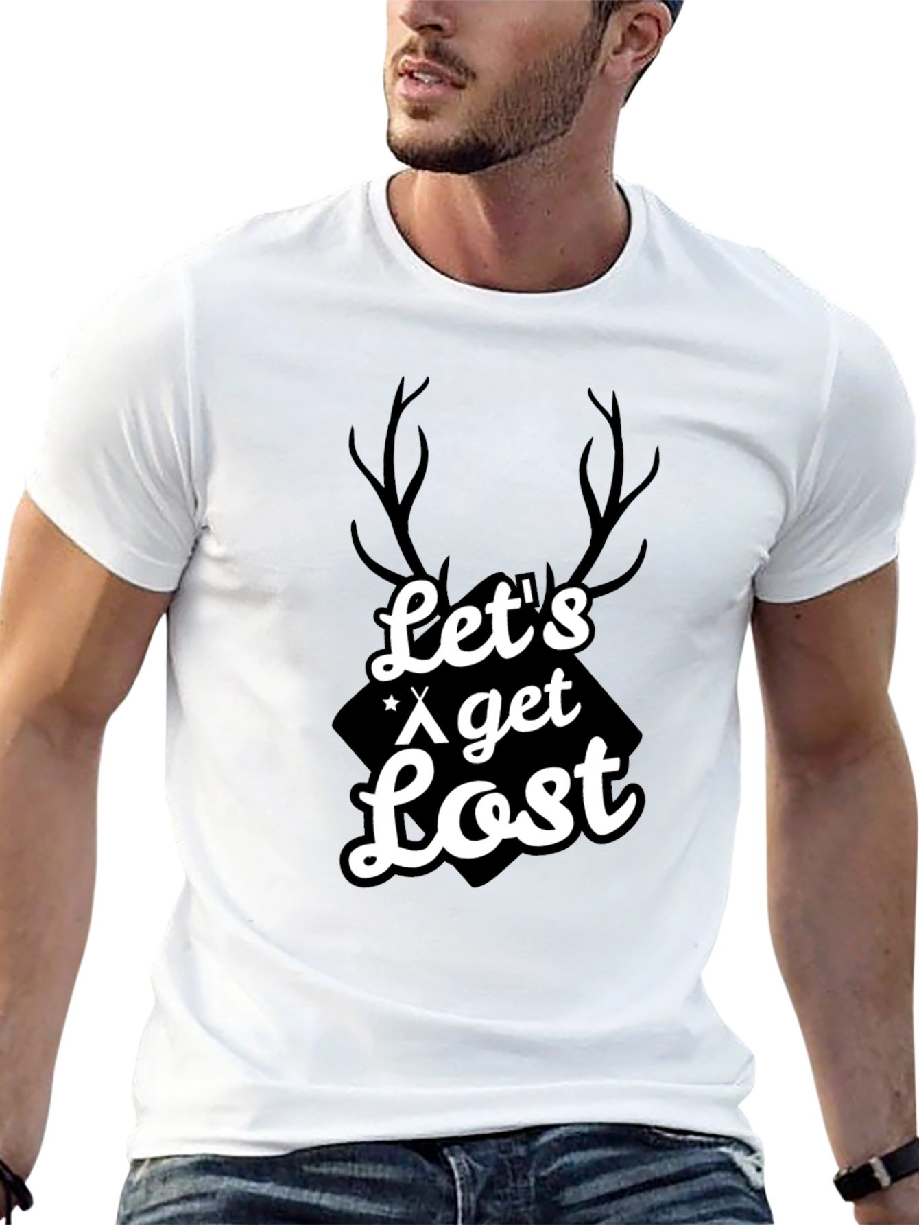 Camiseta Negra Hombre - Lets Get Lost