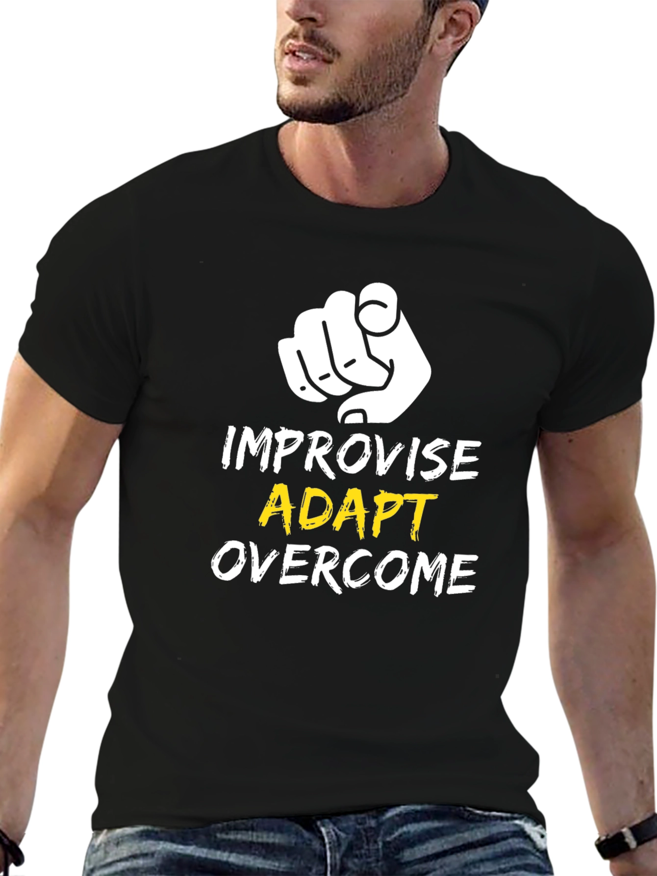 Camiseta Negra: Improvisa Adáptate Supera