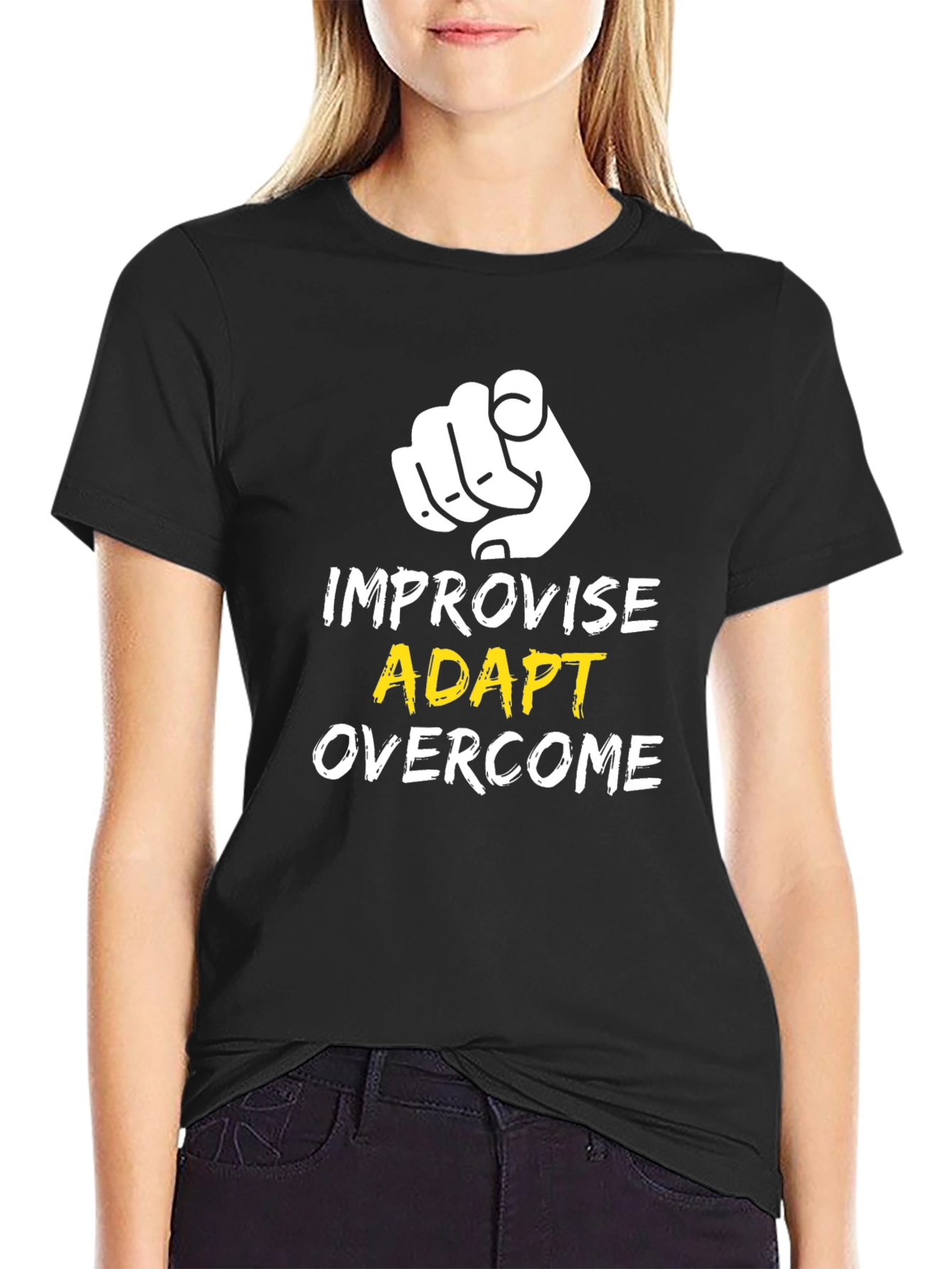 Camiseta Negra: Improvisa Adáptate Supera