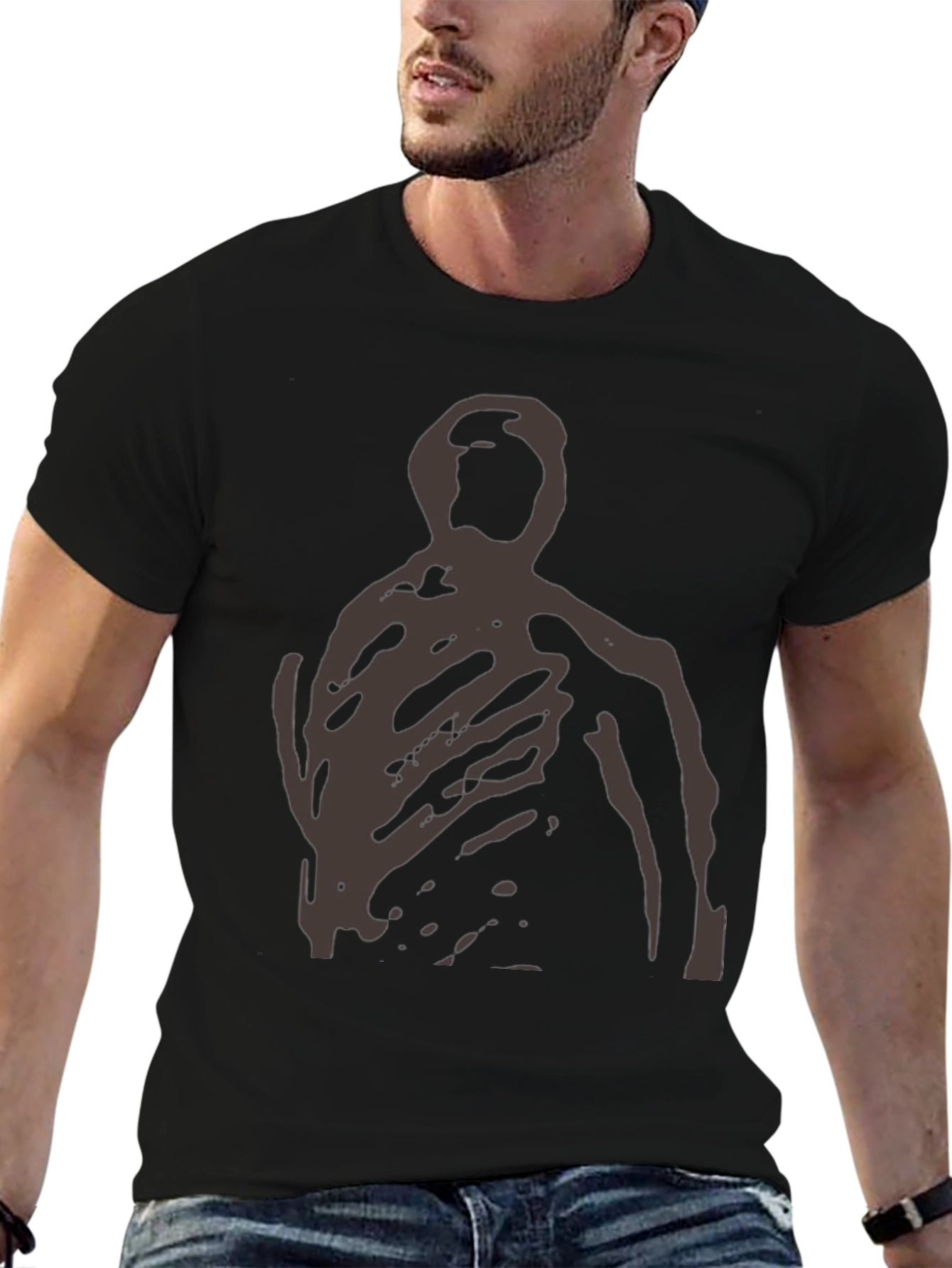 Camiseta Negra con Diseño Abstracto
