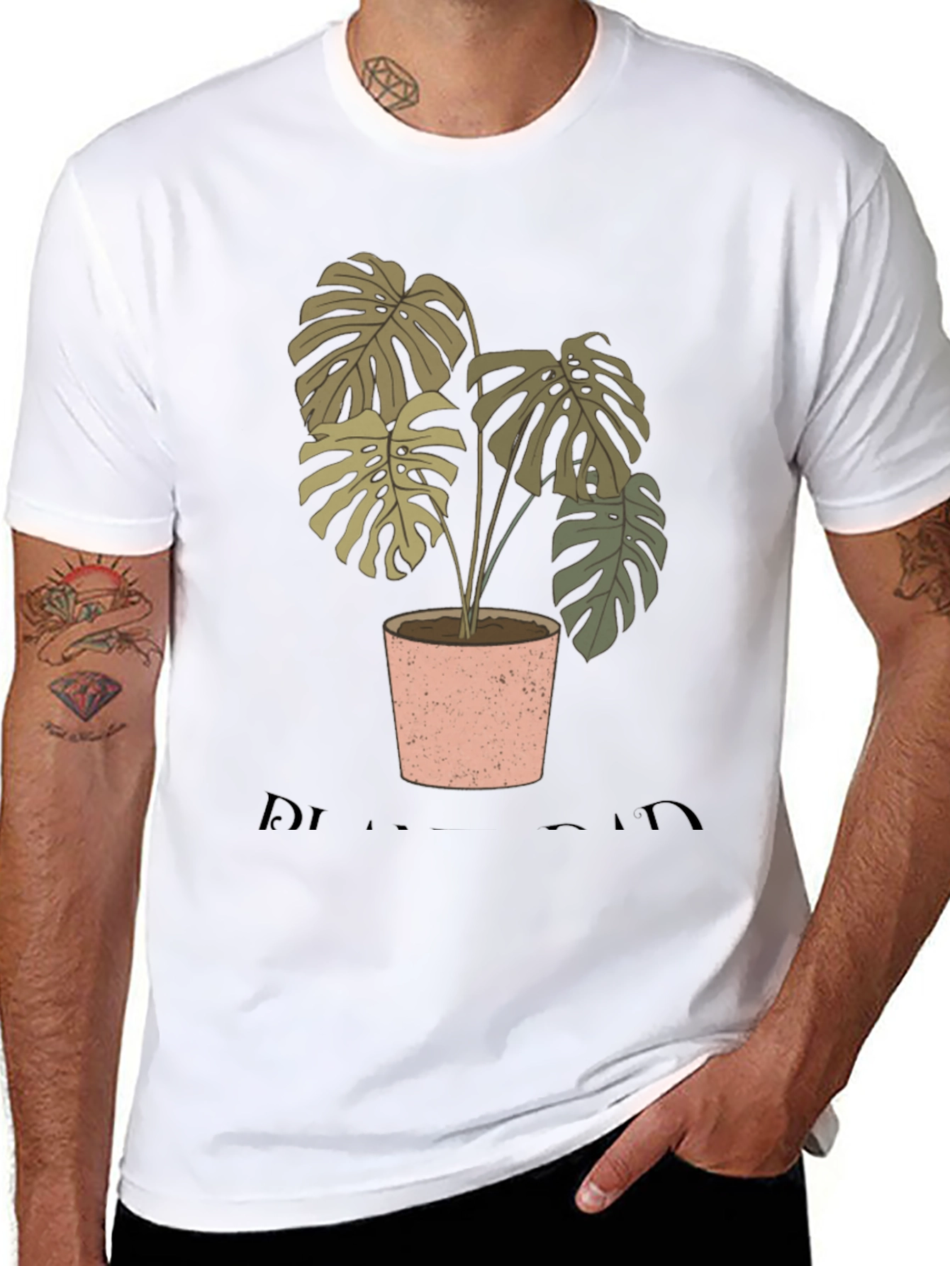 Camiseta Negra con Diseño de Planta Monstera