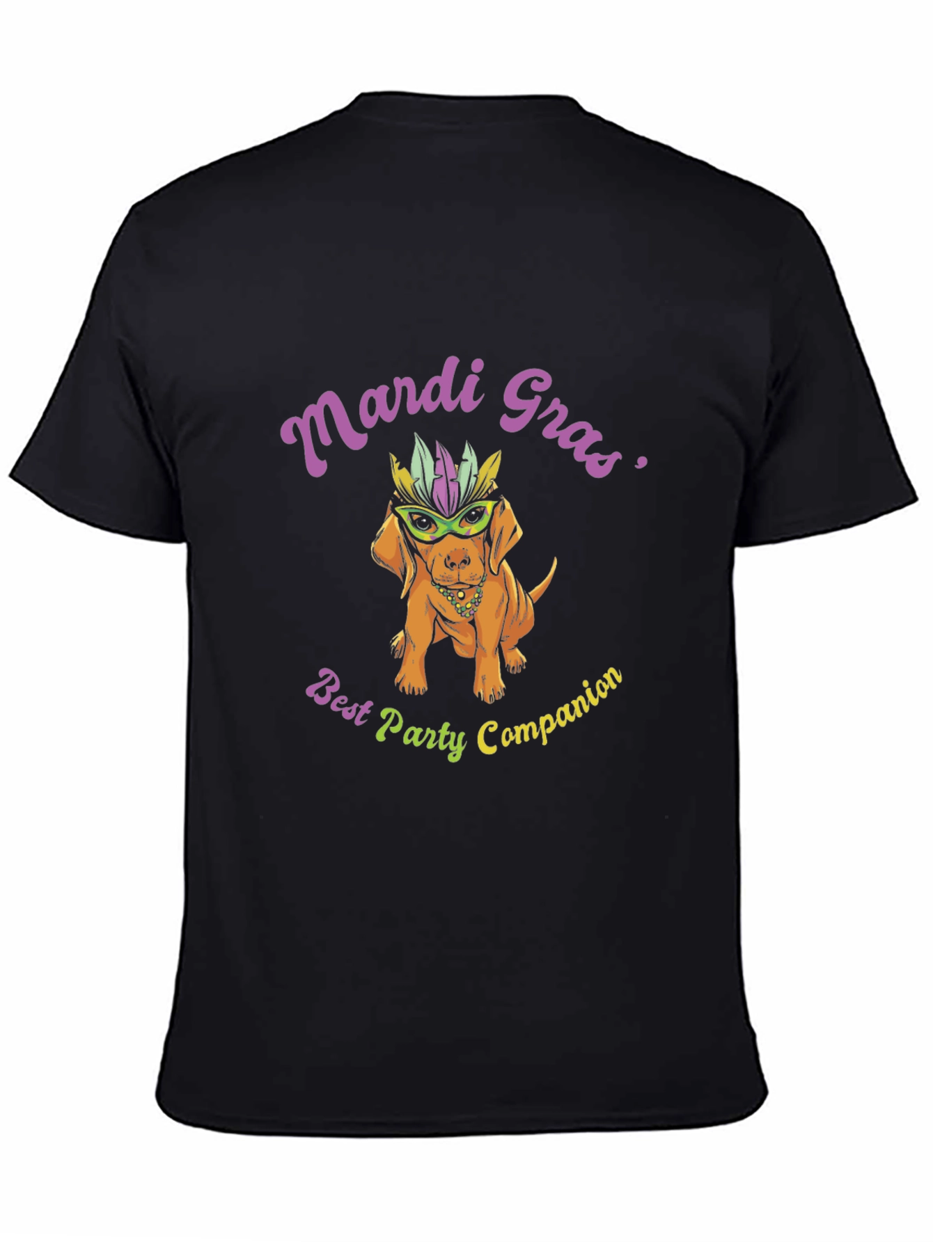 Camiseta Negra Perro Mardi Gras