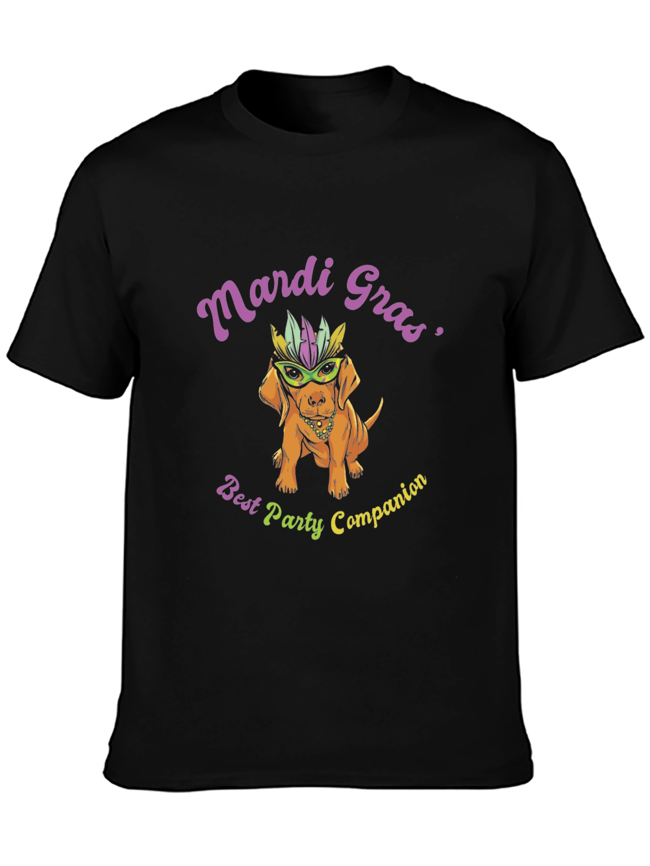Camiseta Negra Perro Mardi Gras