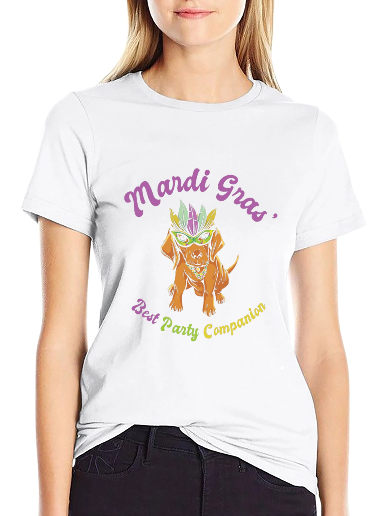 Camiseta Negra Perro Mardi Gras