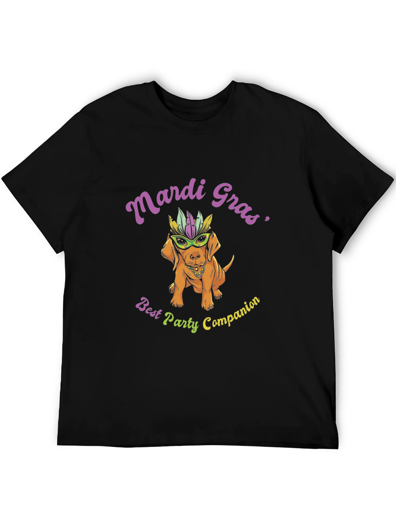 Camiseta Negra Perro Mardi Gras