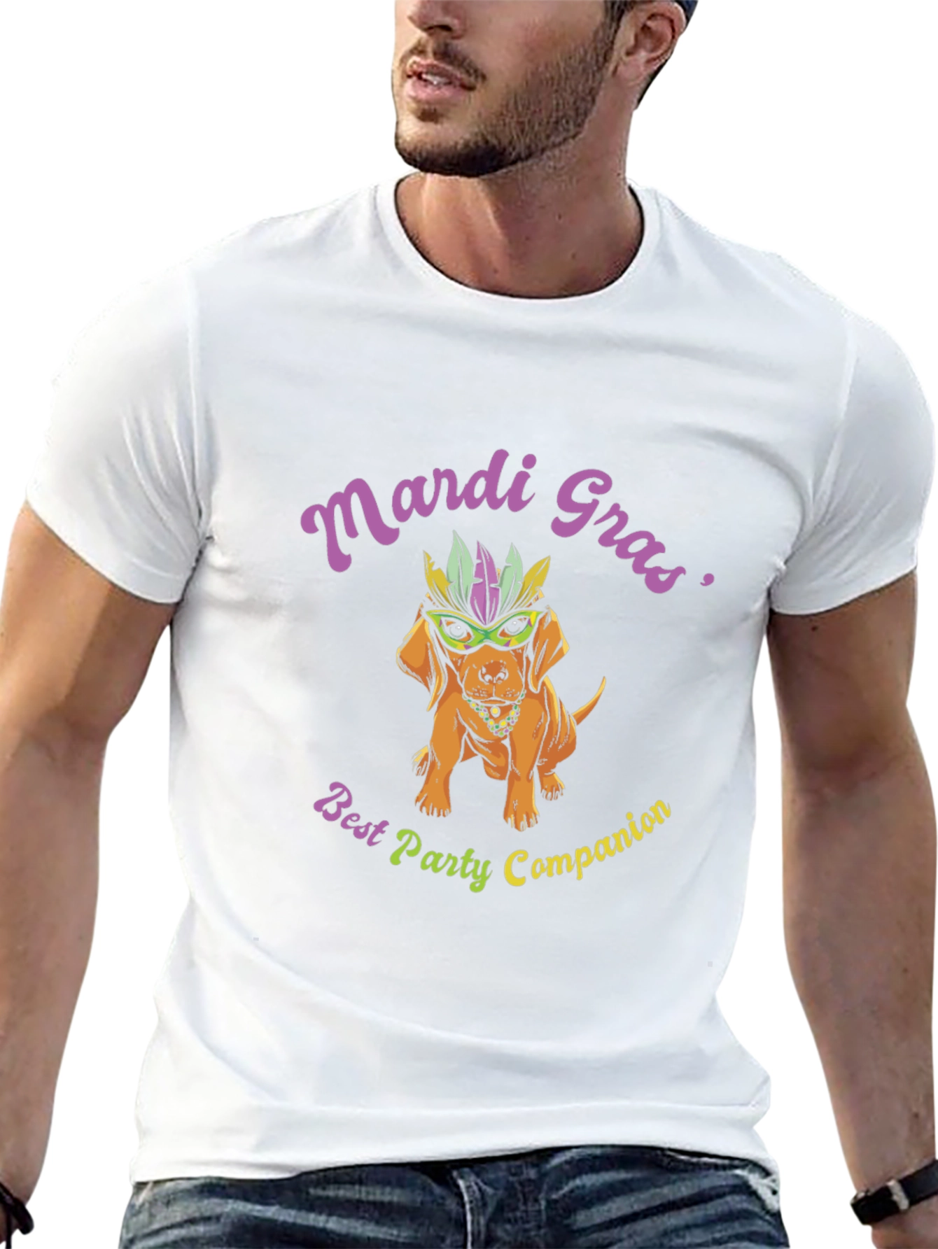 Camiseta Negra Perro Mardi Gras
