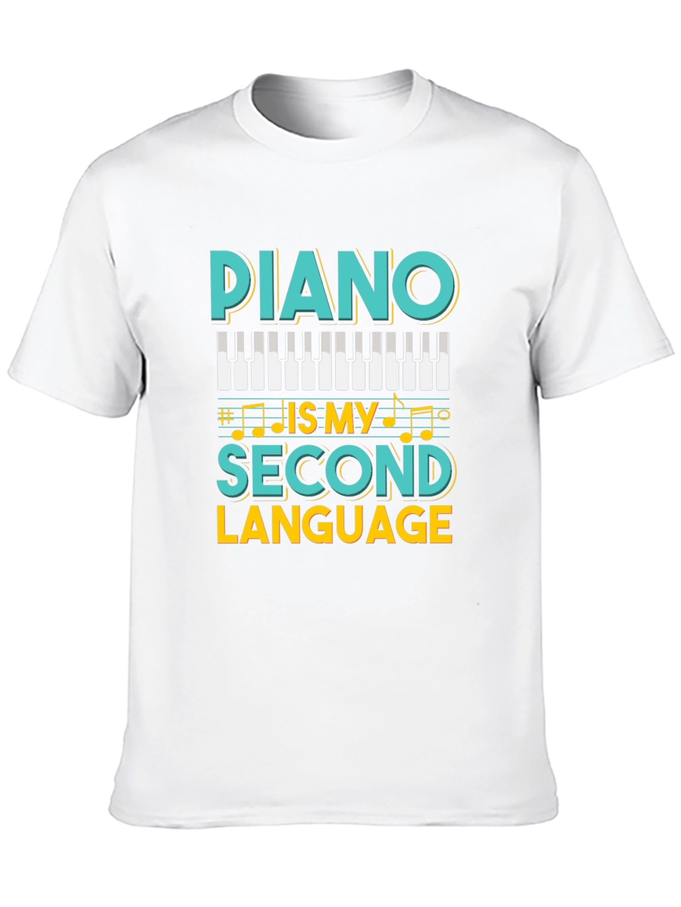 Camiseta Negra Piano Is My Second Language