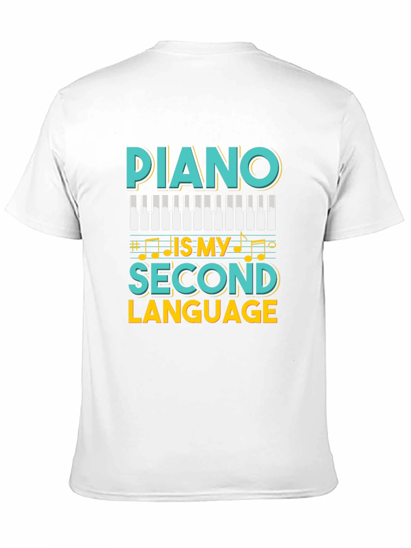 Camiseta Negra Piano Is My Second Language
