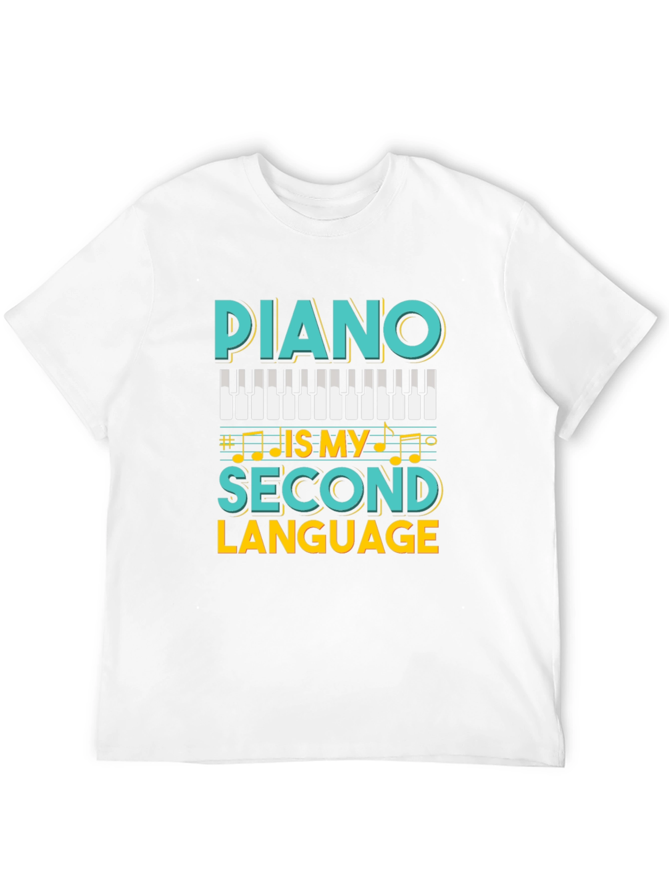 Camiseta Negra Piano Is My Second Language
