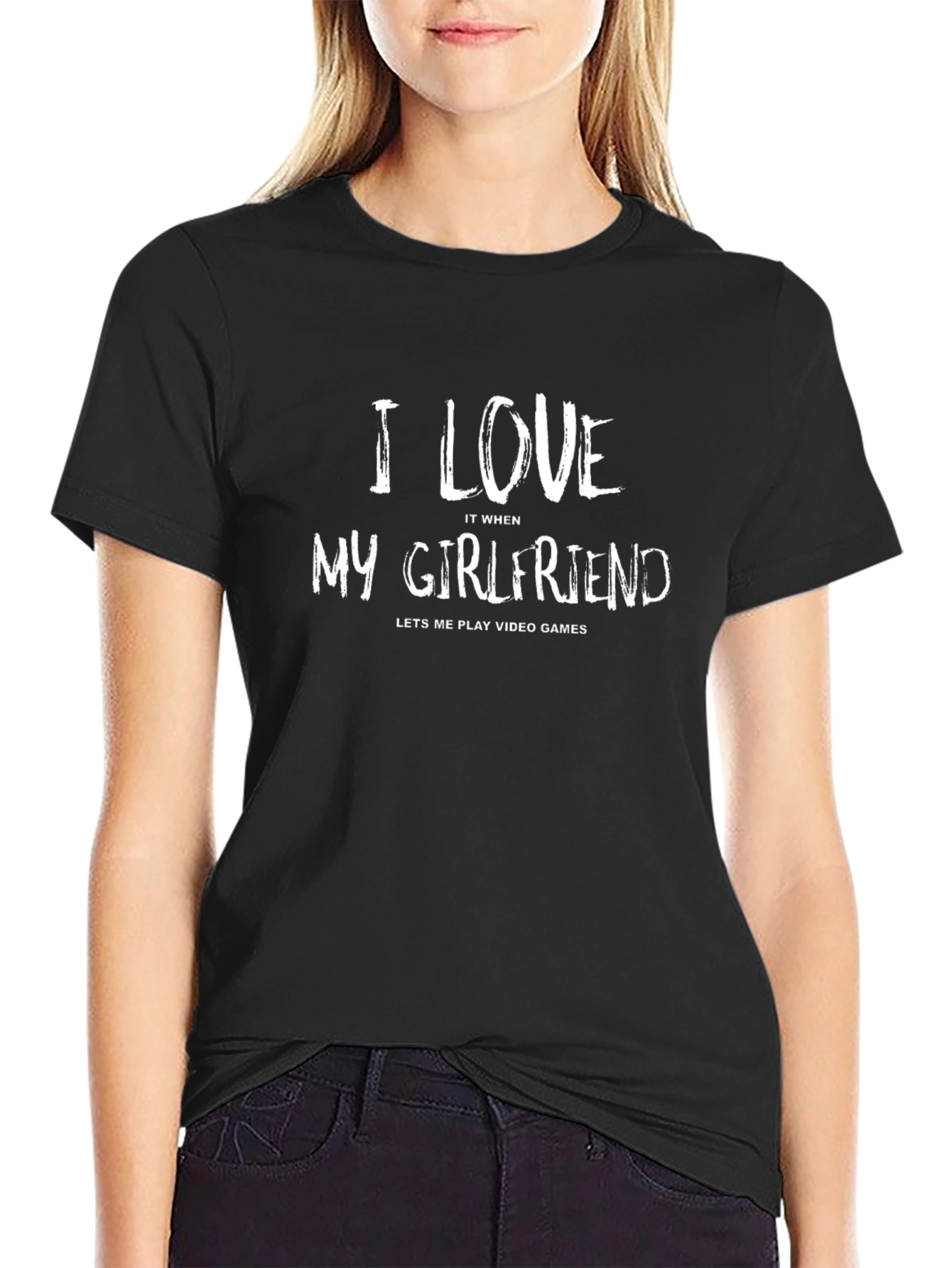 Camiseta Negra: Amo a mi Novia - Videojuegos