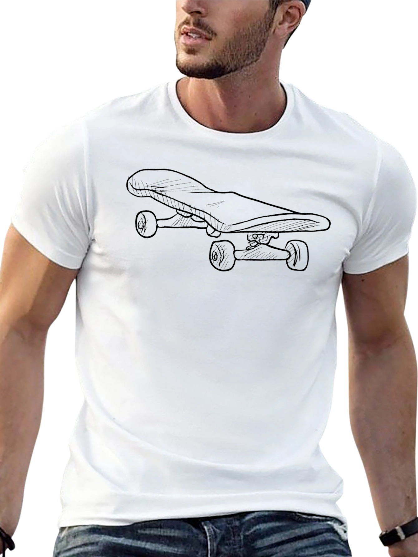 Camiseta Negra con Diseño de Skate para Hombre