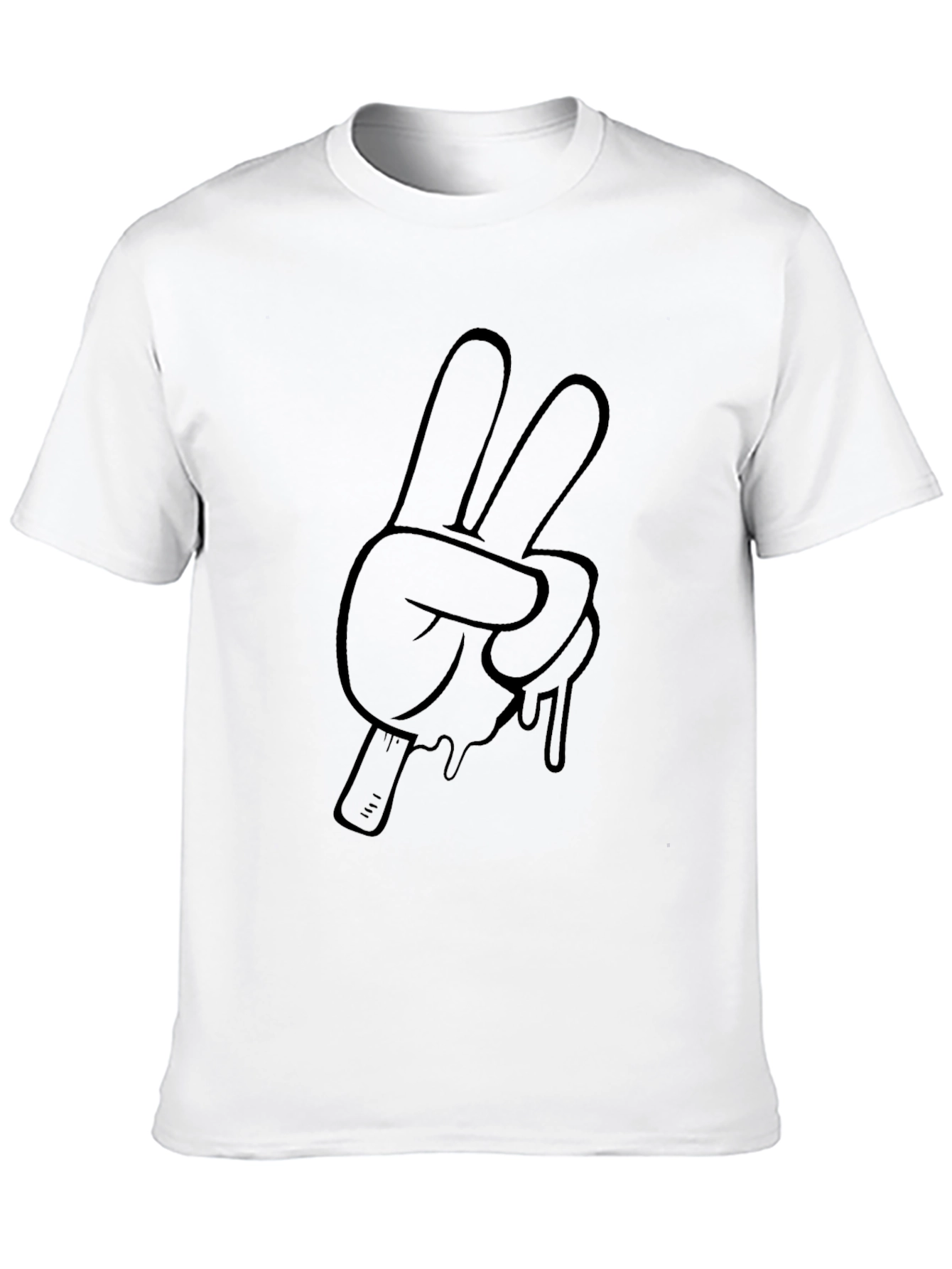 Camiseta Negra con Diseño de Mano haciendo la Paz