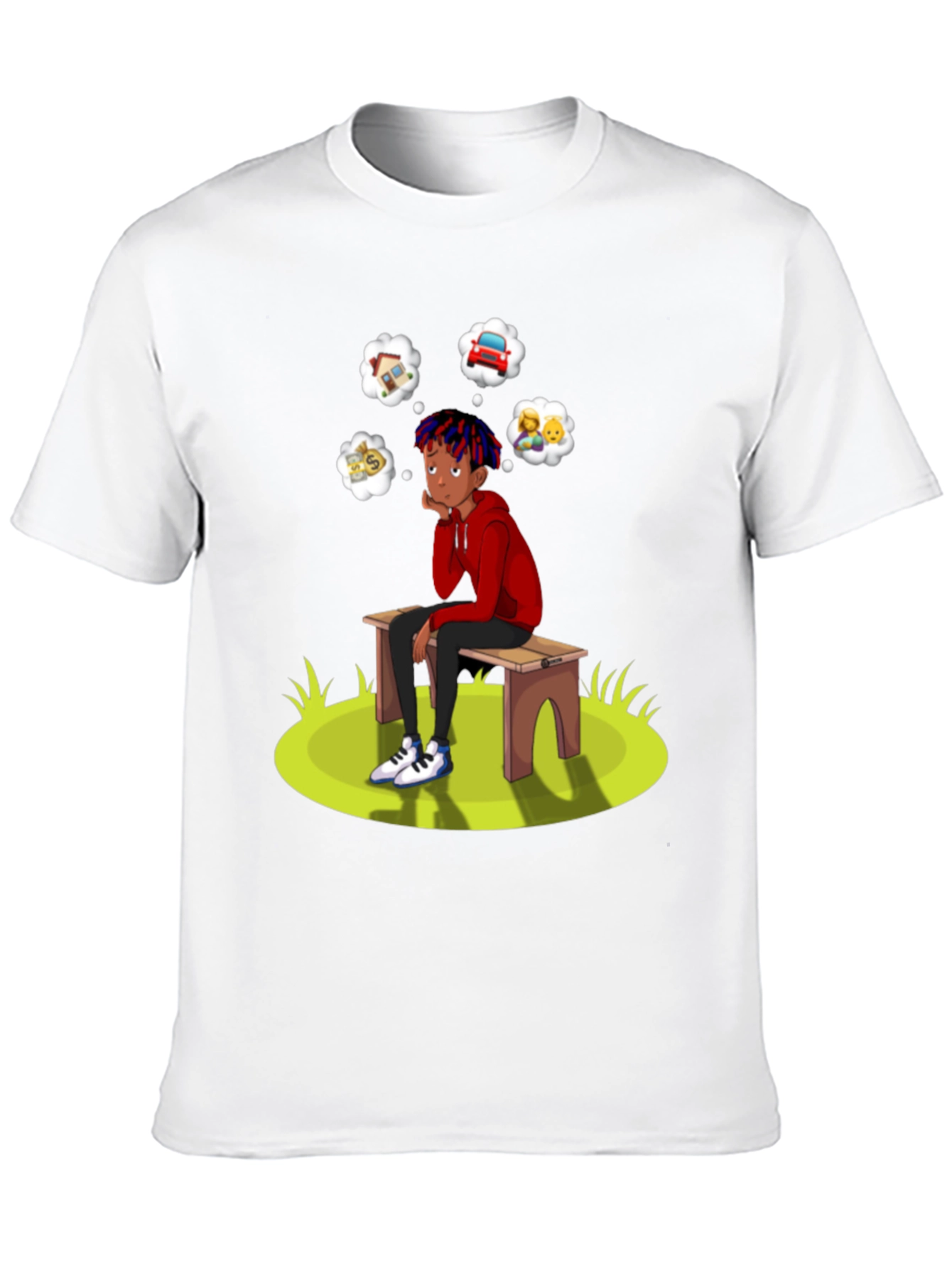 Camiseta negra con diseño de pensador moderno