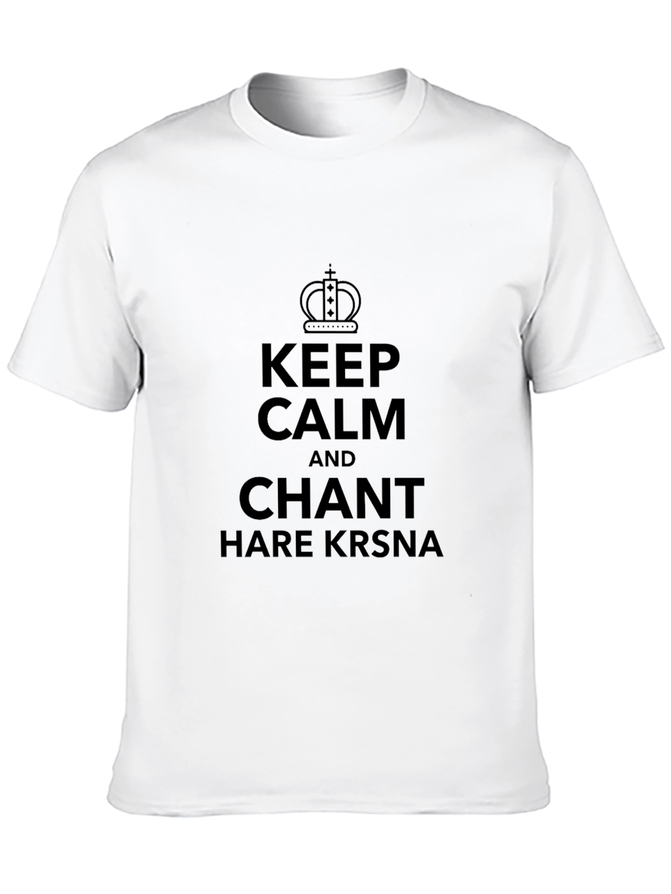 Camiseta Negra: Keep Calm and Chant Hare Krsna