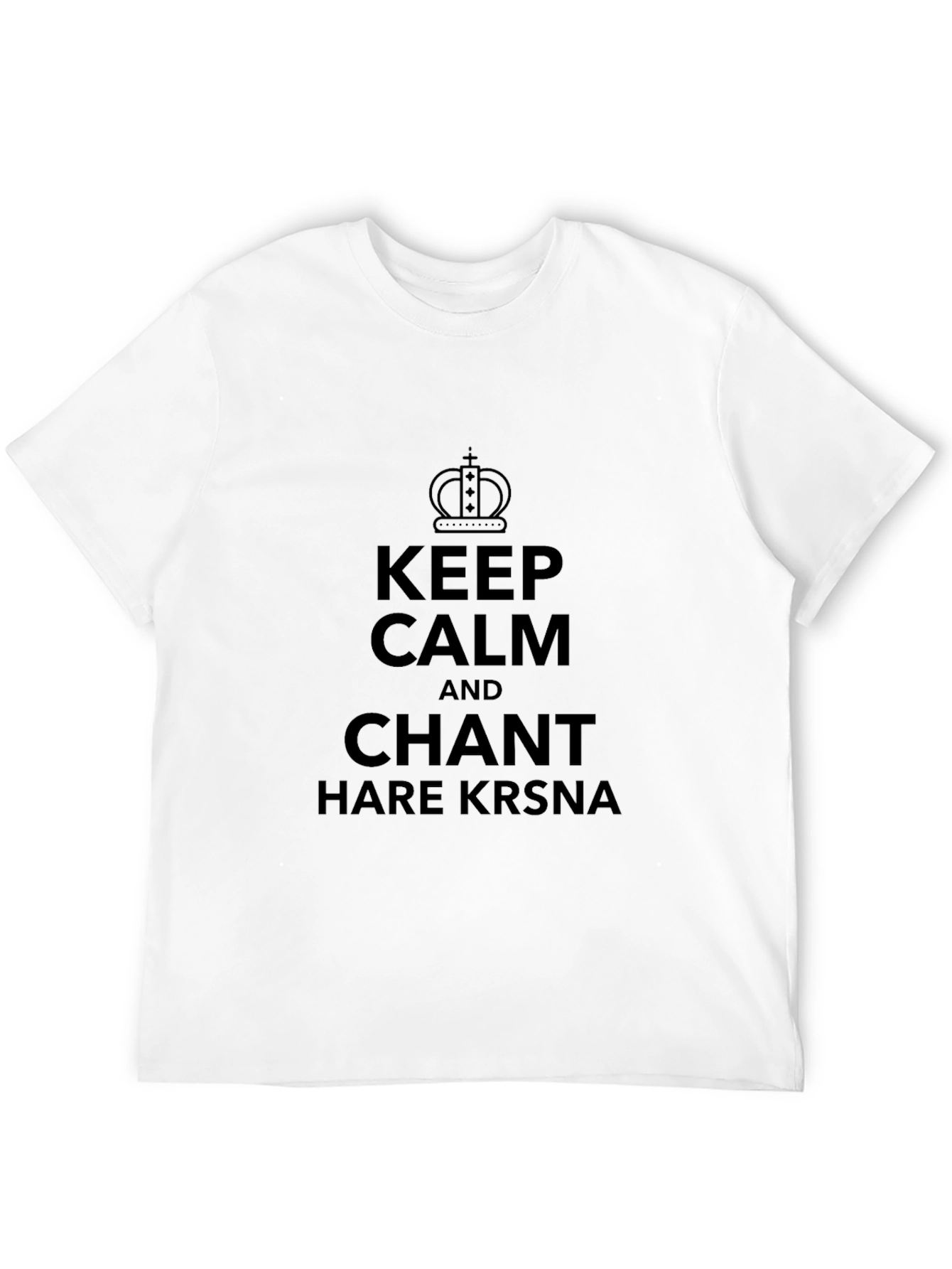 Camiseta Negra: Keep Calm and Chant Hare Krsna
