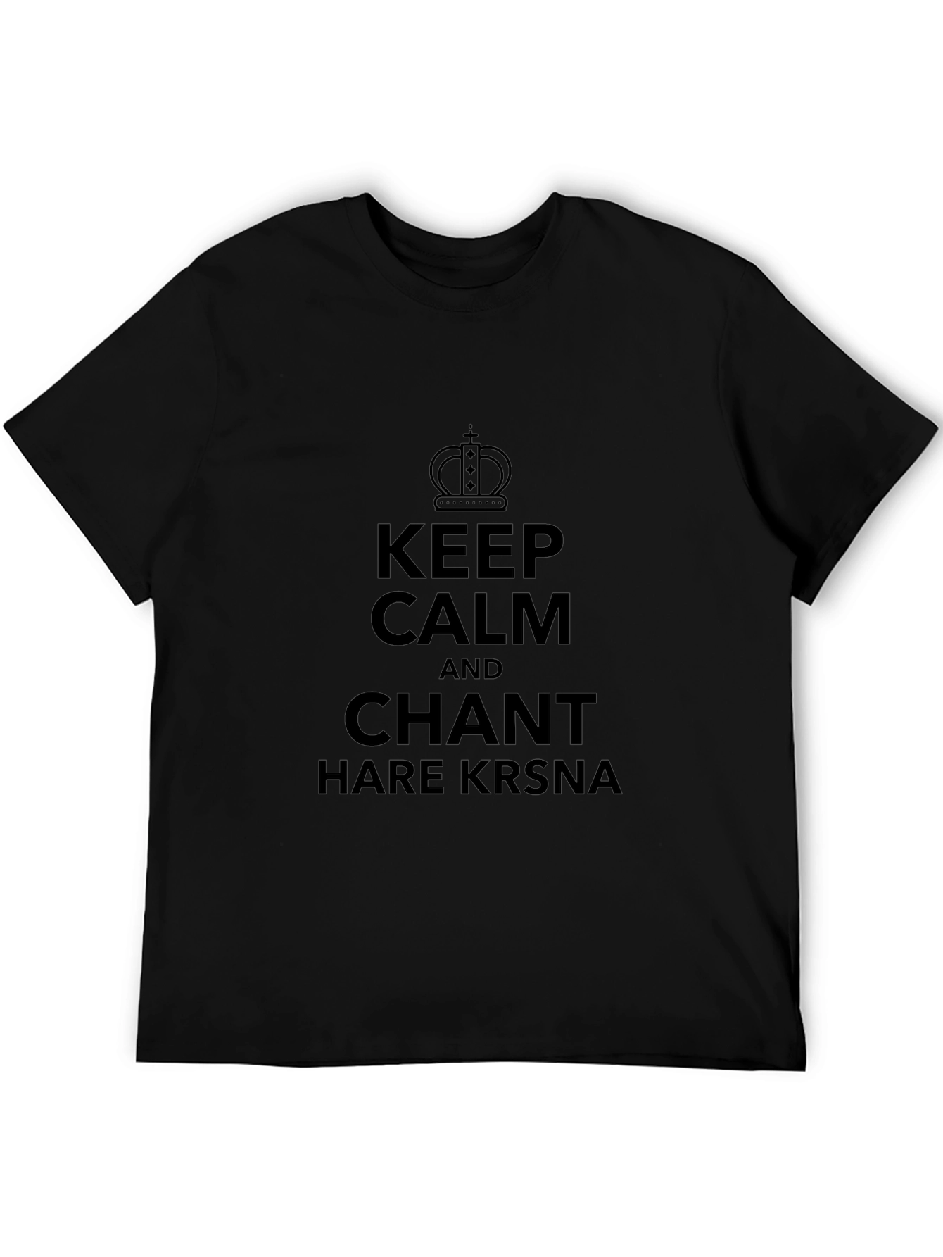 Camiseta Negra: Keep Calm and Chant Hare Krsna