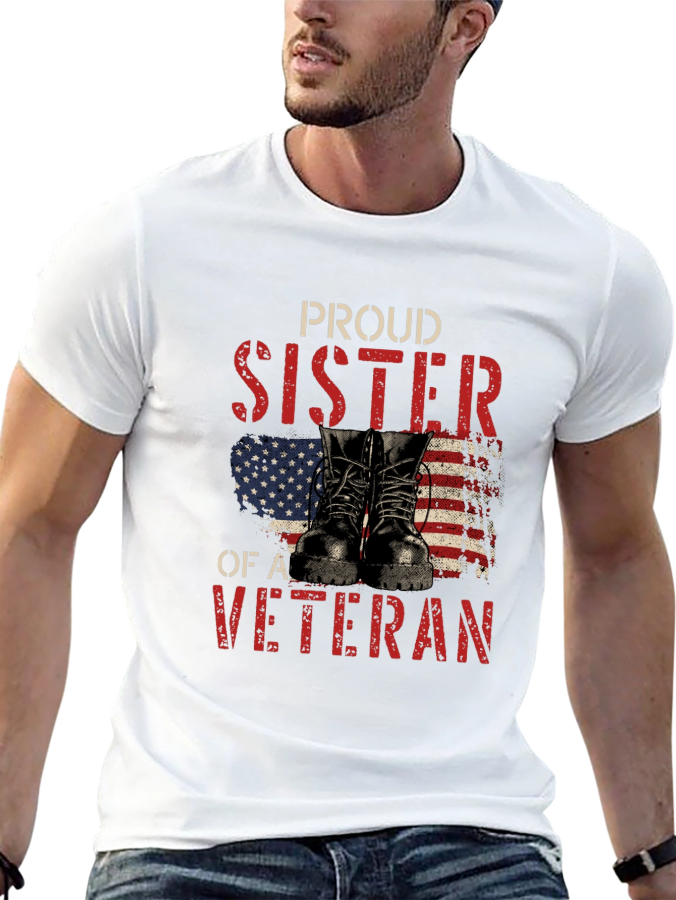 Camiseta Negra Proud Sister of a Veteran