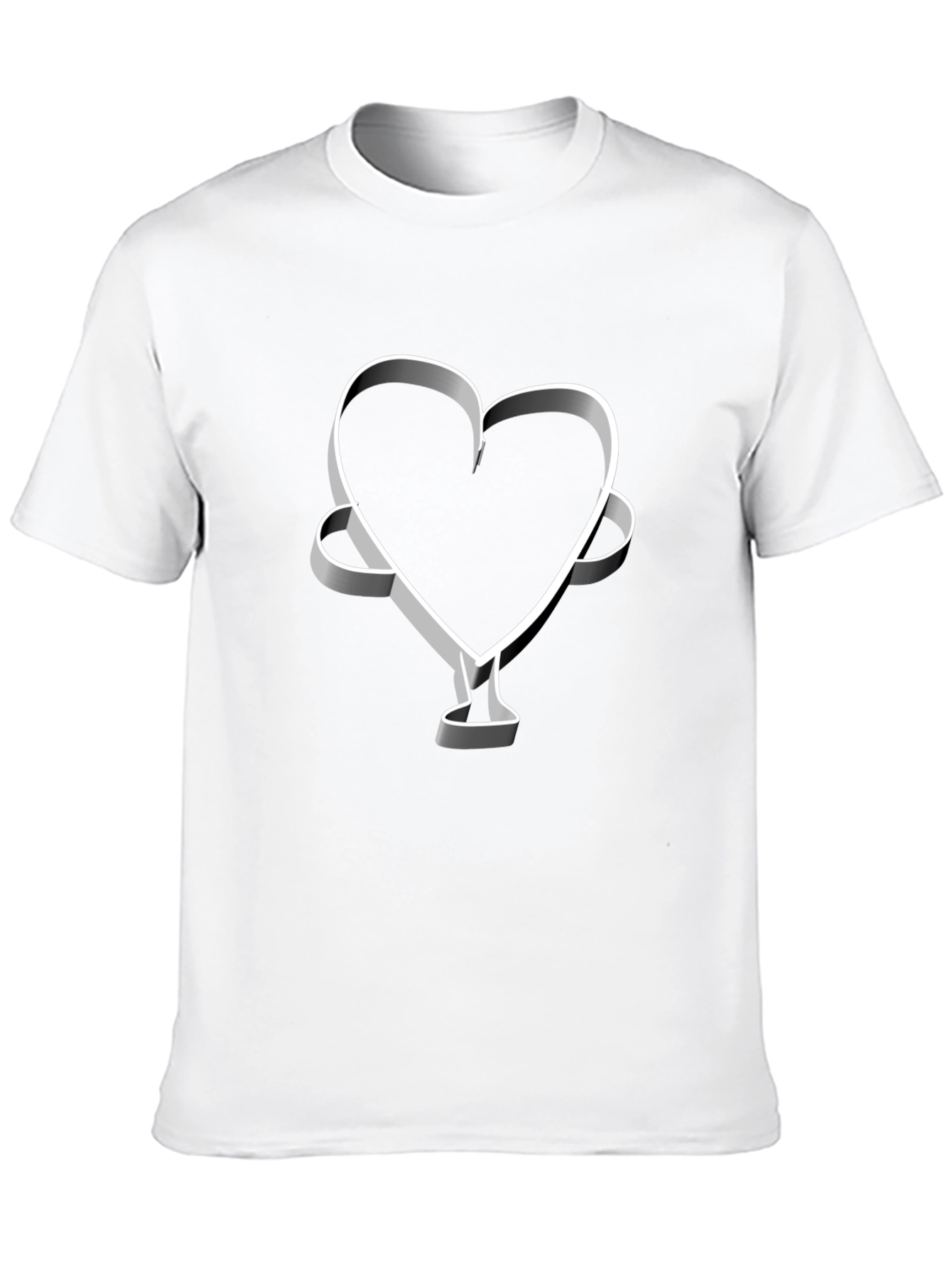 Camiseta Negra Corazón 3D Hombre Casual
