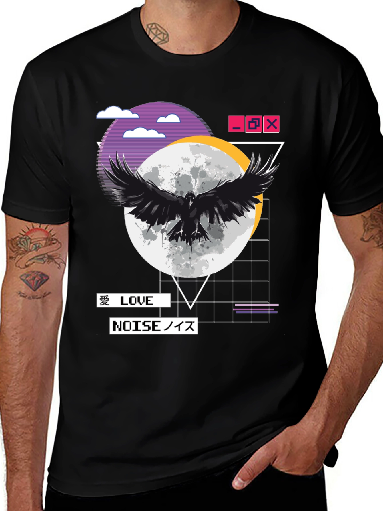 Camiseta Hombre Cuervo Abstracto
