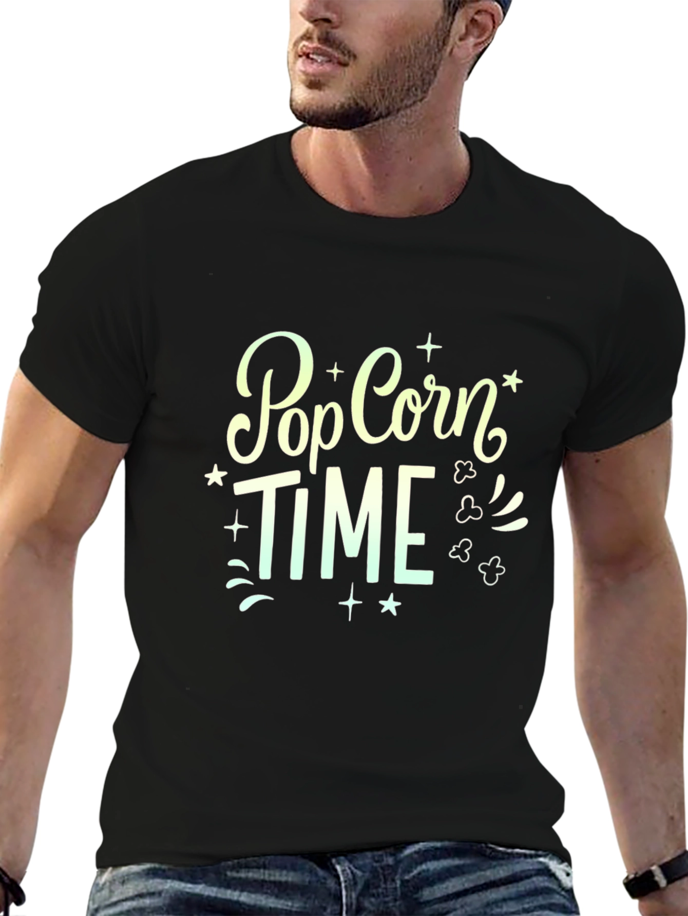 Camiseta Negra Pop Corn Time