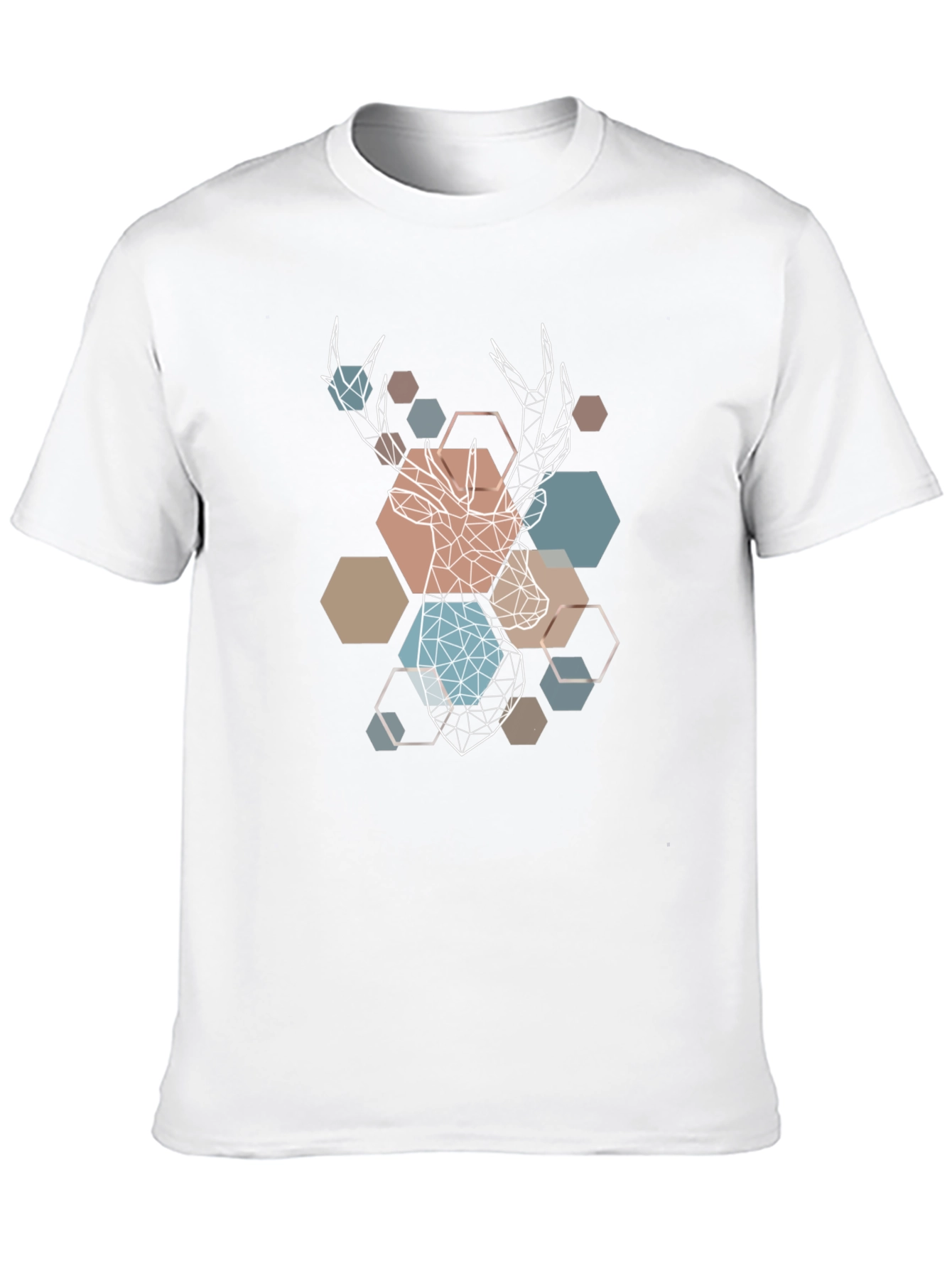 Camiseta Negra con Diseño Geométrico de Ciervo
