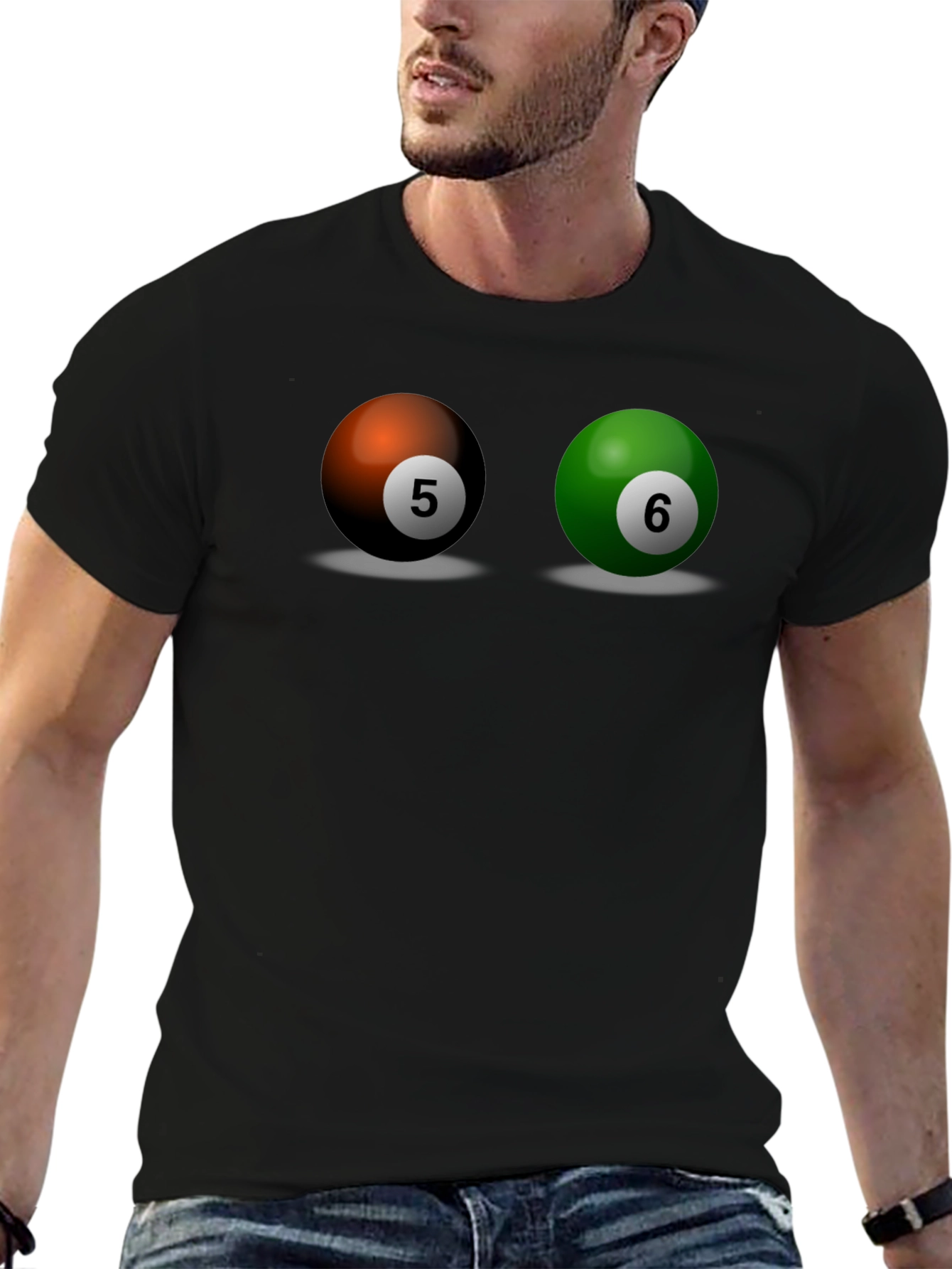 Camiseta Hombre Bolas de Billar Número 5 y 6
