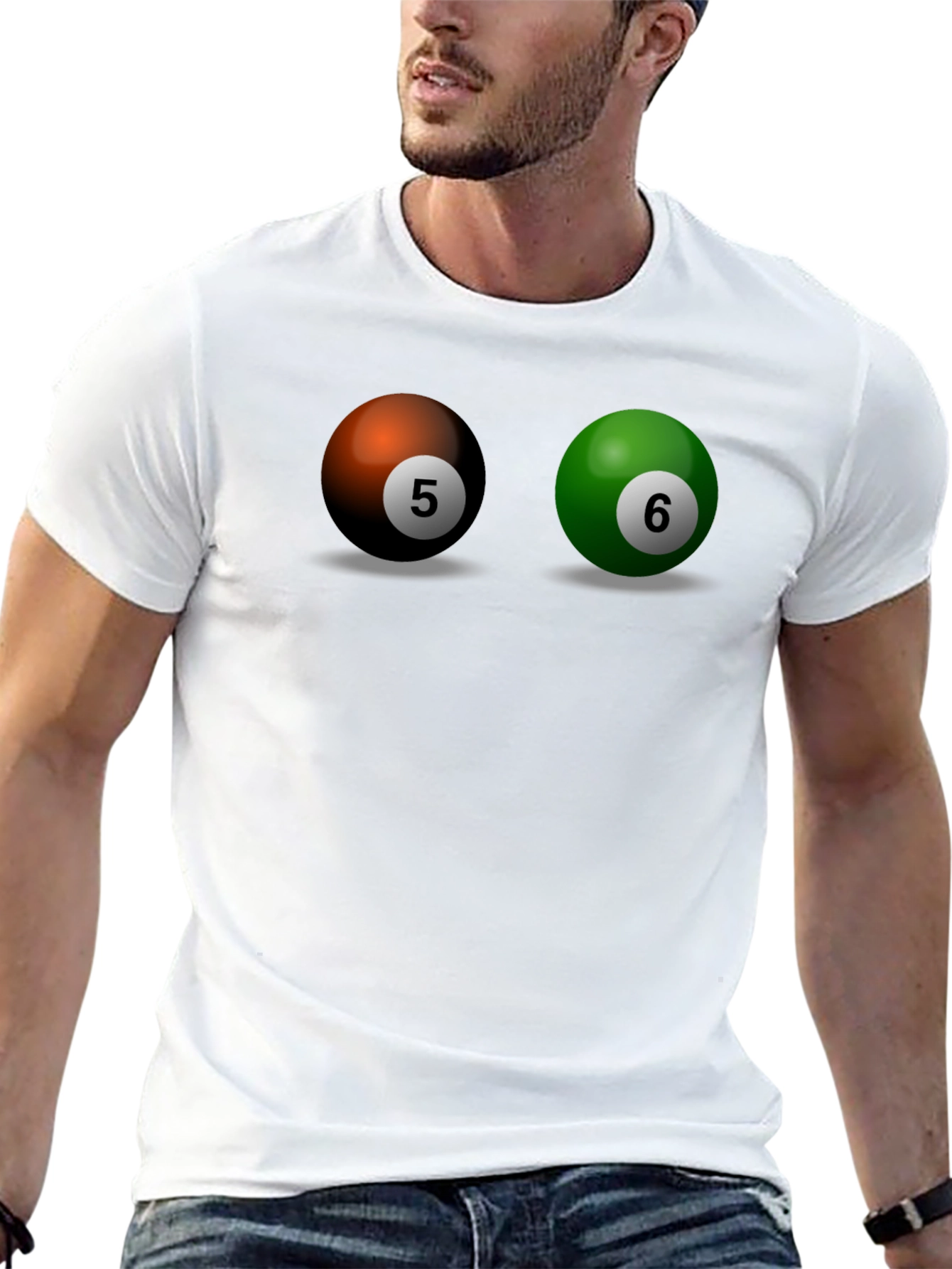 Camiseta Hombre Bolas de Billar Número 5 y 6