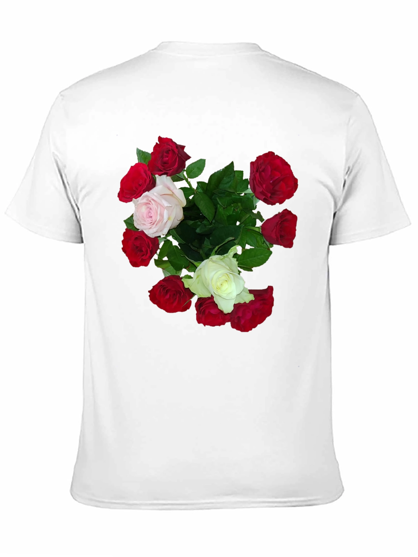 Camiseta Negra con Estampado Floral de Rosas