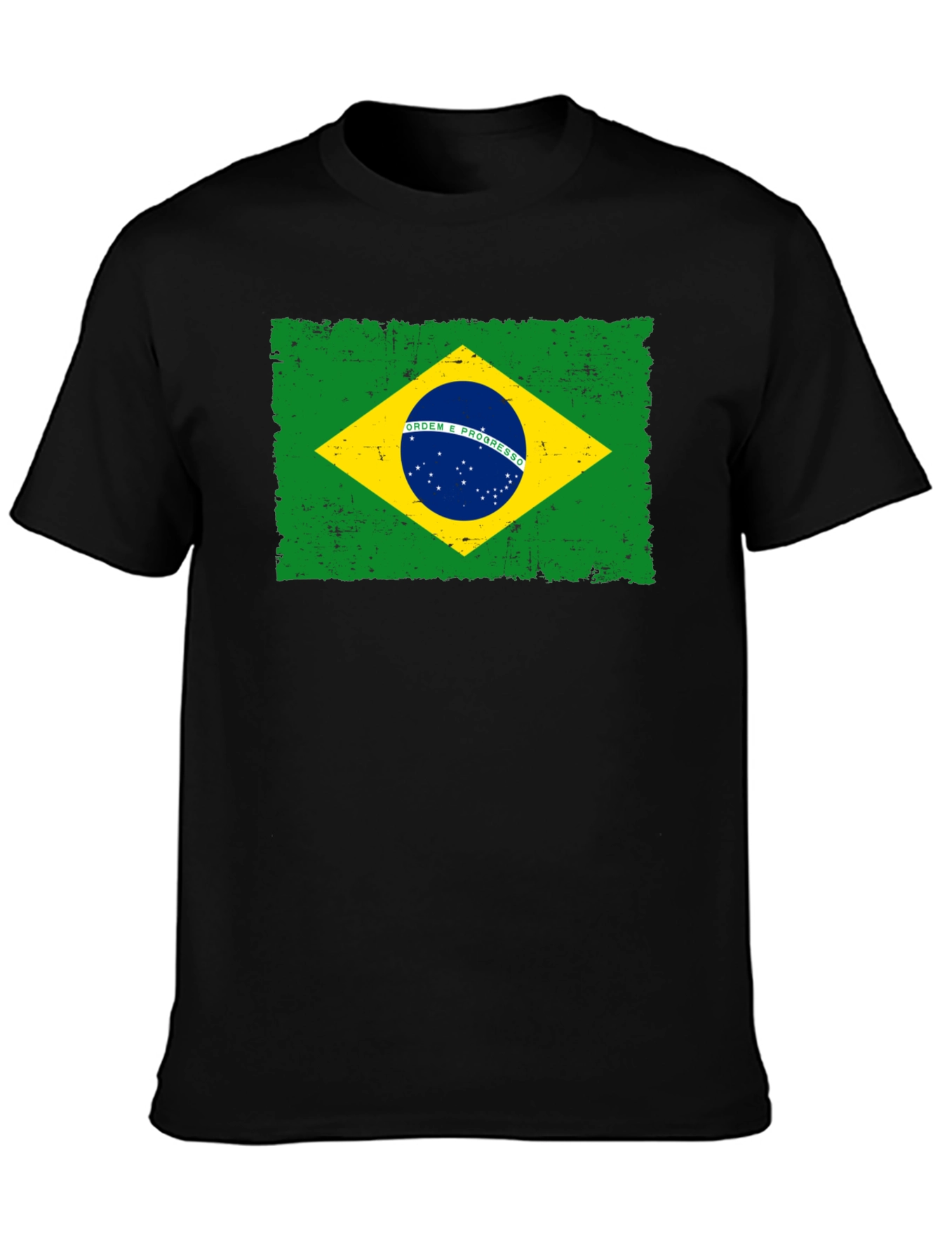 Camiseta Negra con Bandera de Brasil