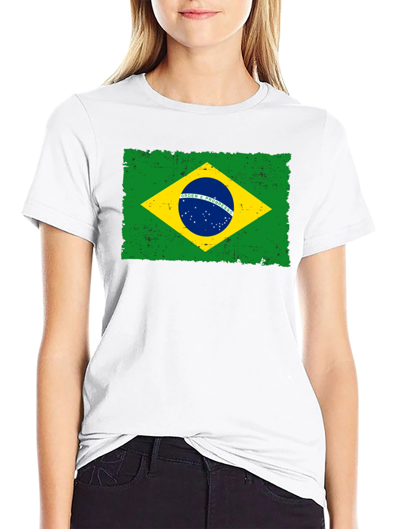 Camiseta Negra con Bandera de Brasil