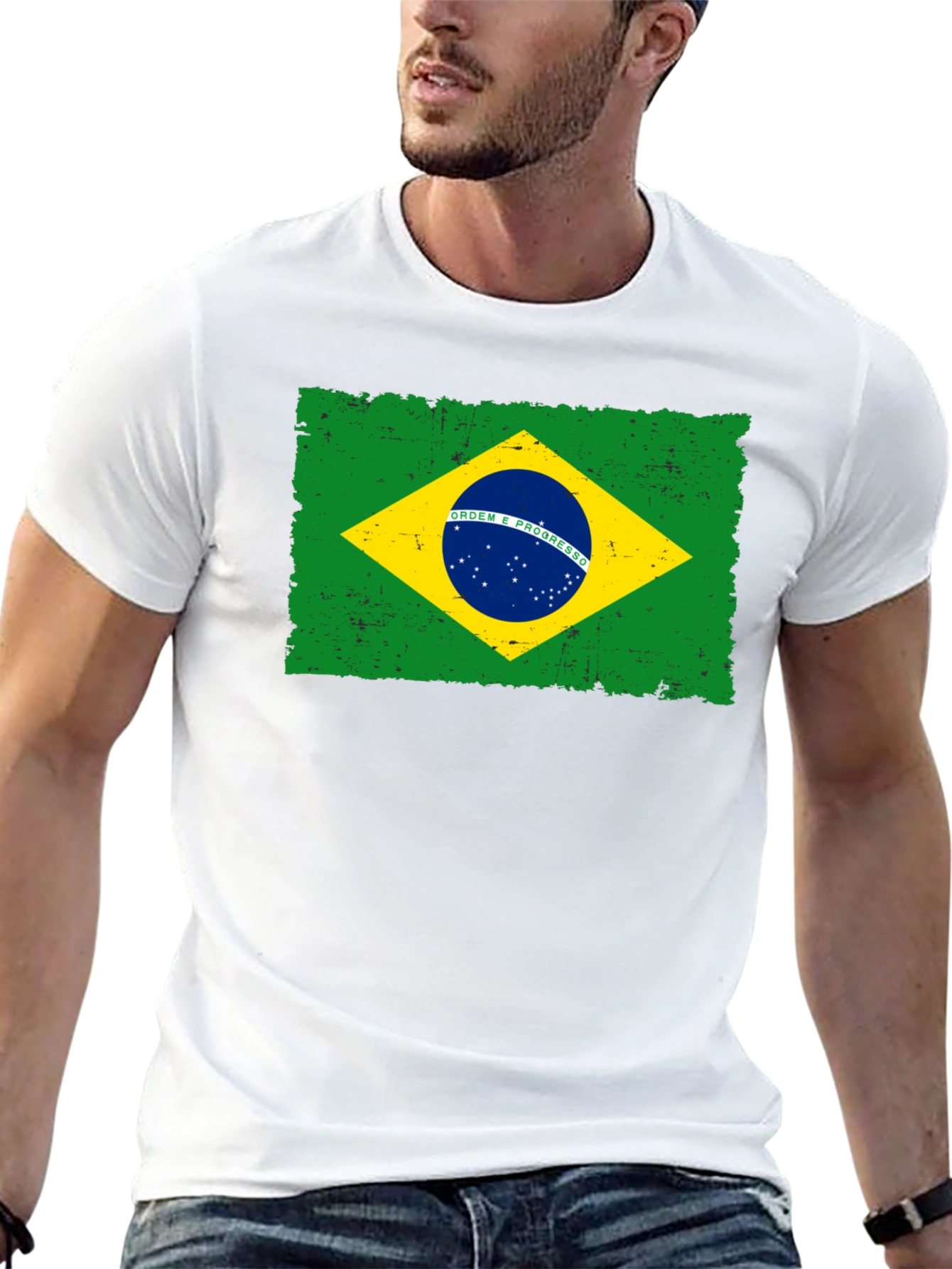 Camiseta Negra con Bandera de Brasil