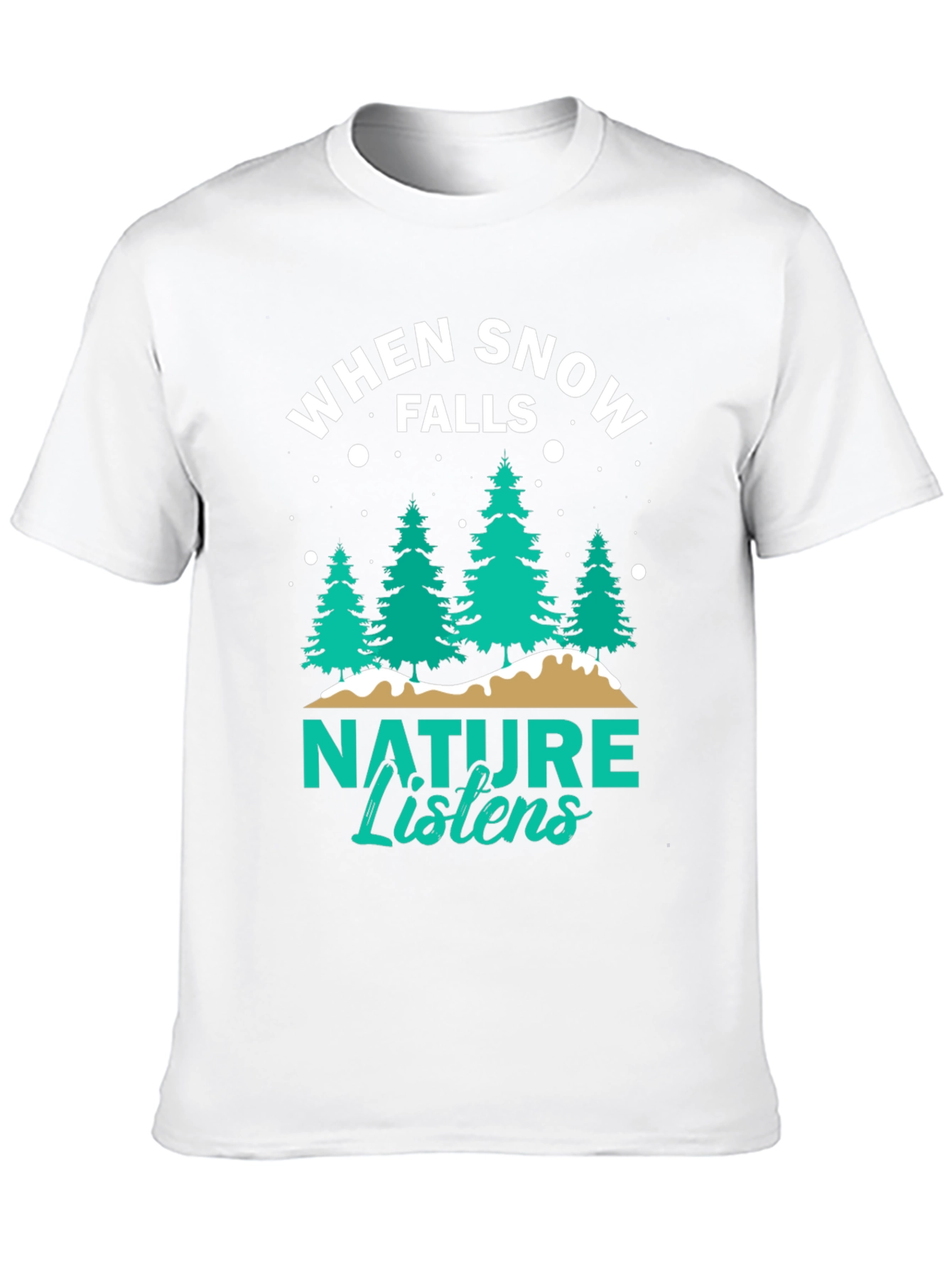 Camiseta Negra: Cuando la Nieve Cae la Naturaleza Escucha