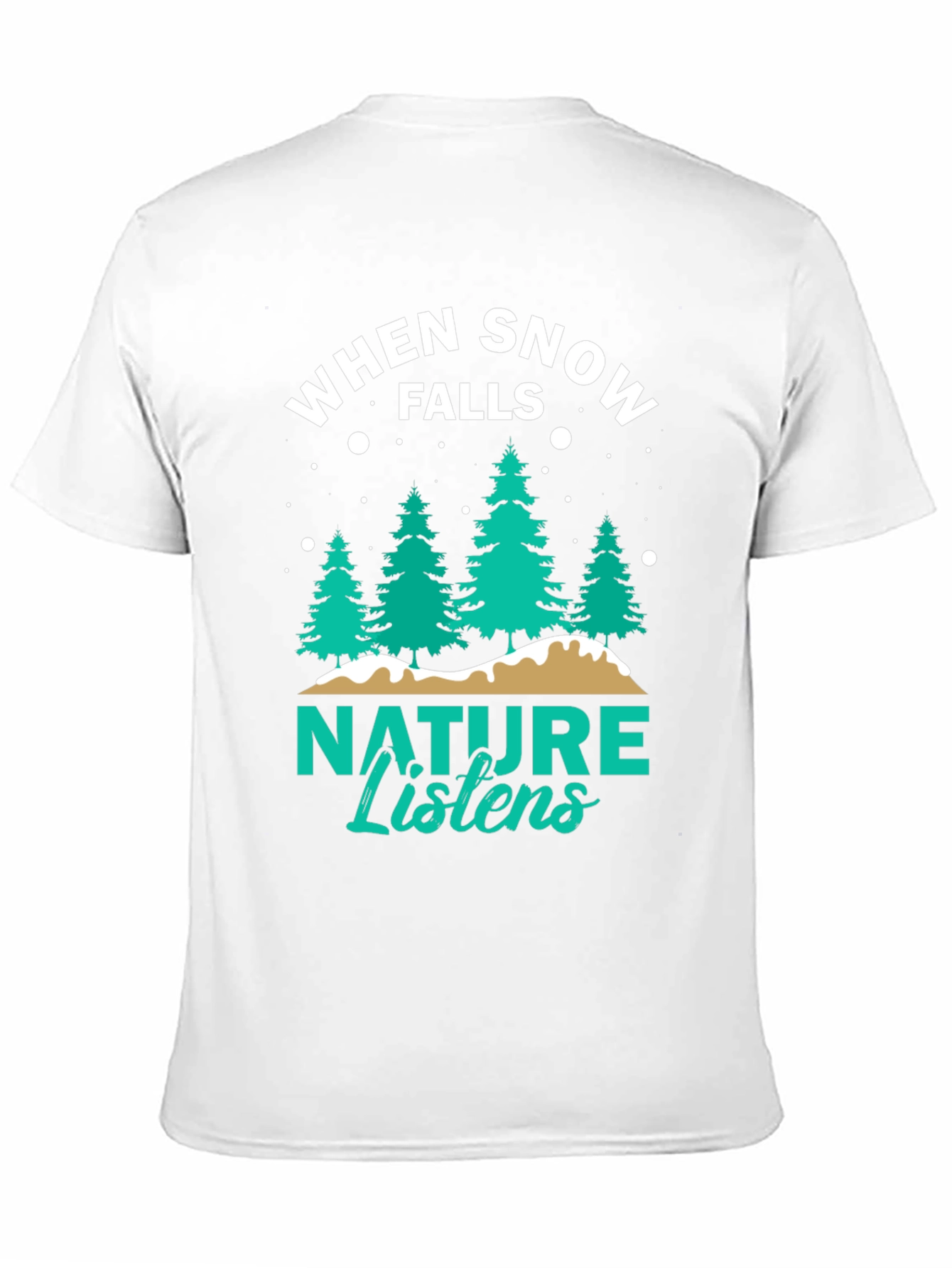 Camiseta Negra: Cuando la Nieve Cae la Naturaleza Escucha