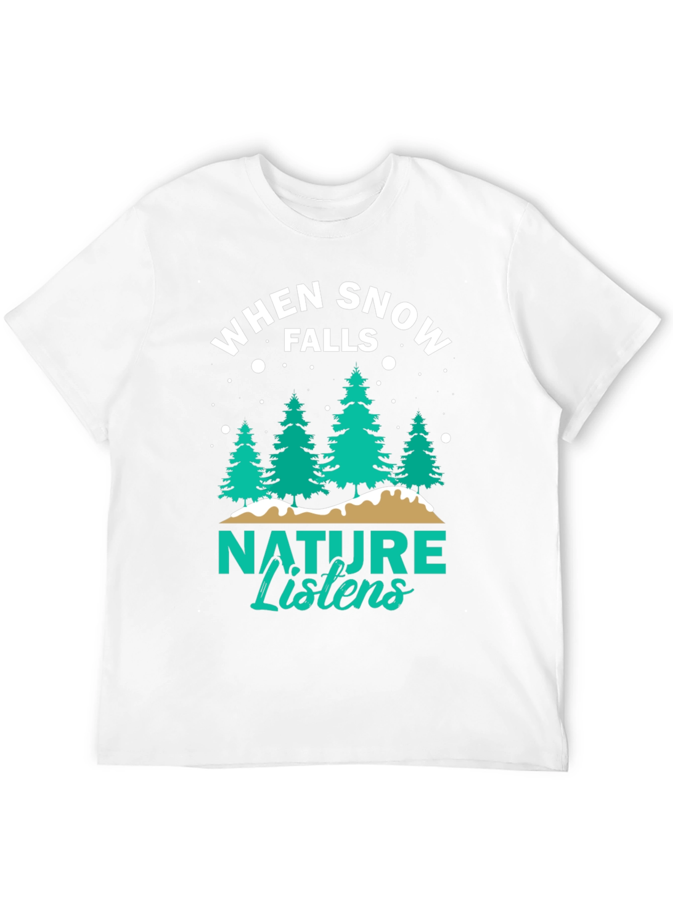 Camiseta Negra: Cuando la Nieve Cae la Naturaleza Escucha