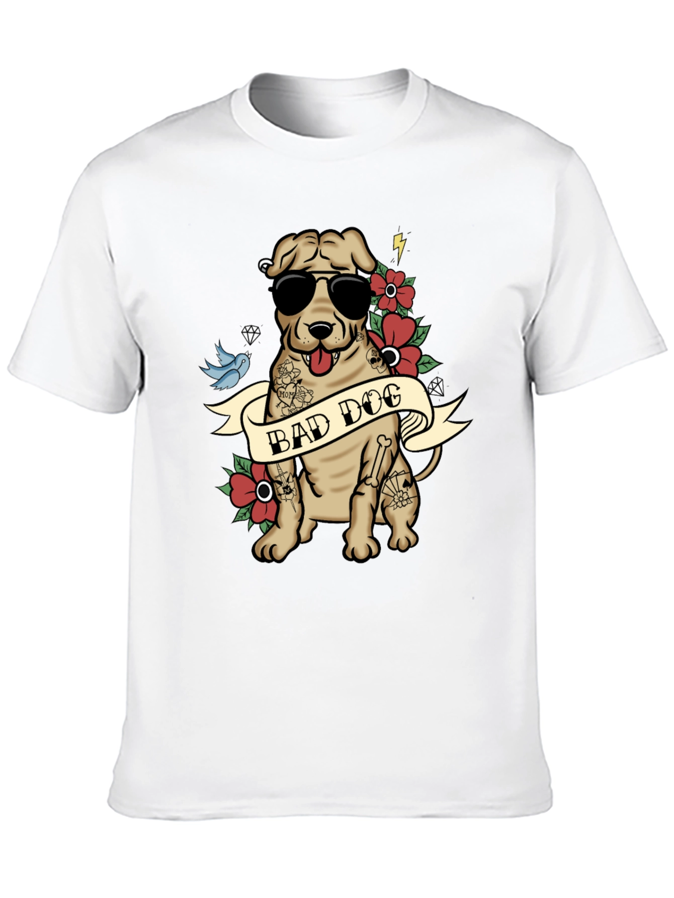 Camiseta Negra Perro Malo con Diseño Tatuaje