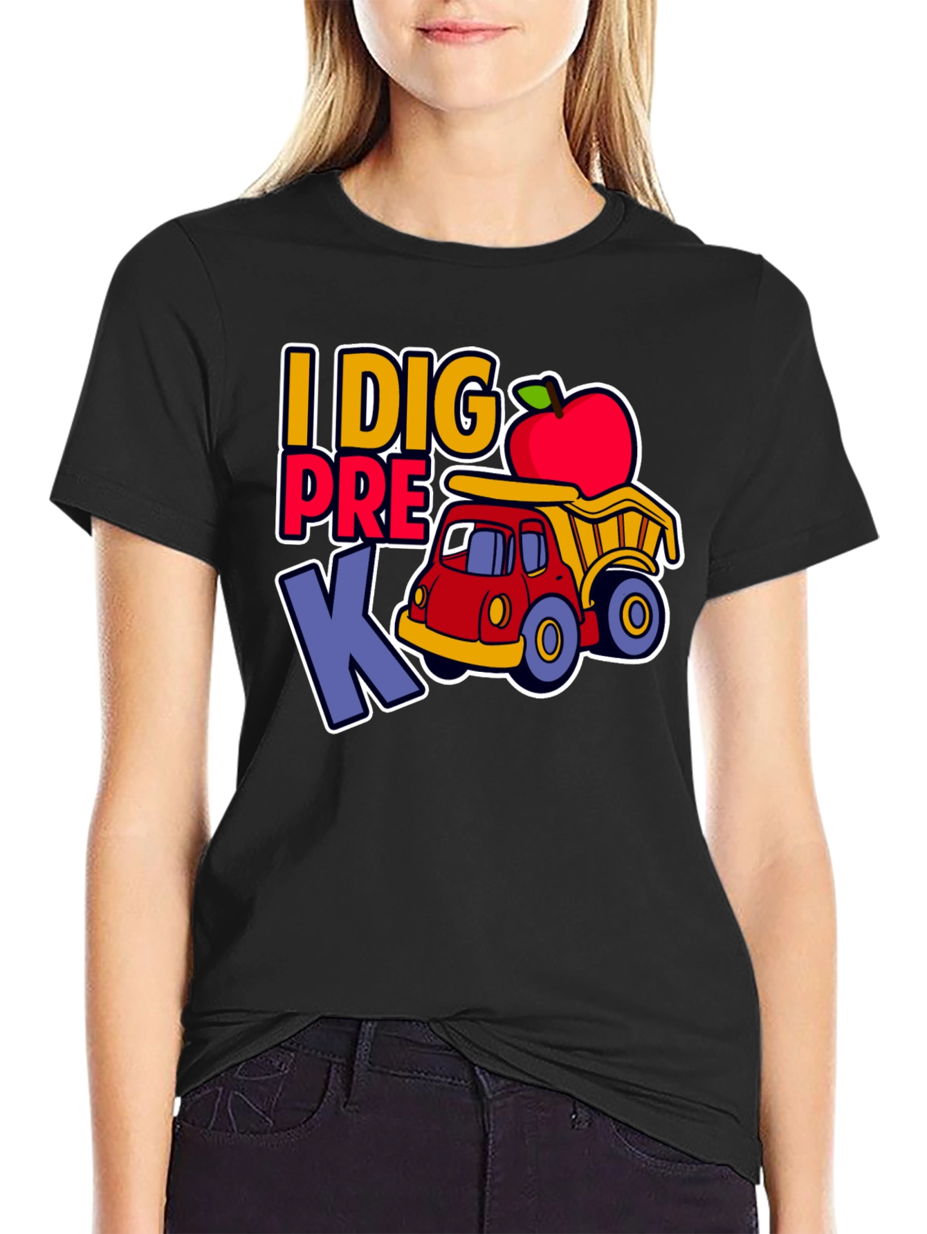Camiseta I DIG PRE K con camión y manzana