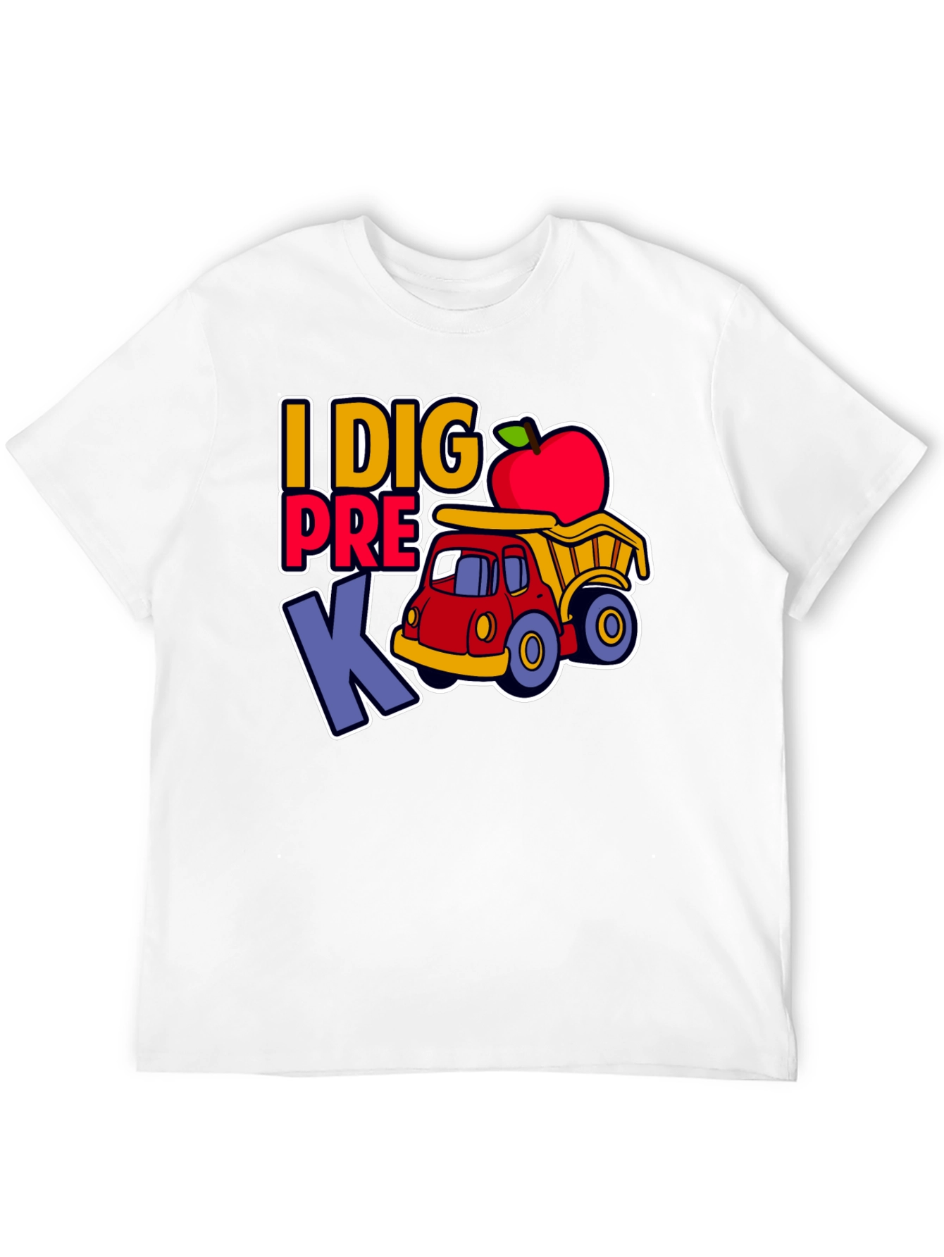 Camiseta I DIG PRE K con camión y manzana