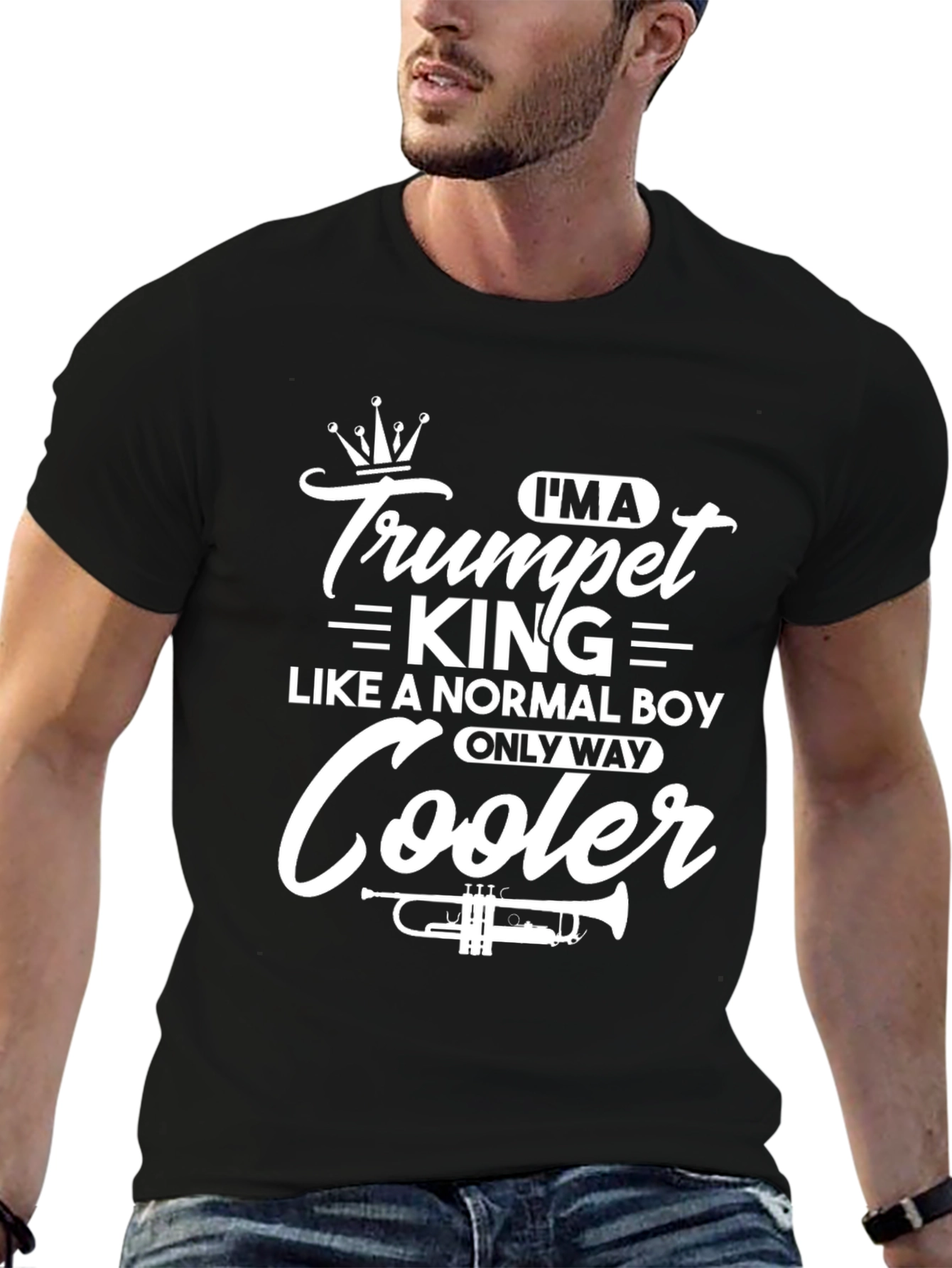 Camiseta Negra Trumpet King para Músicos