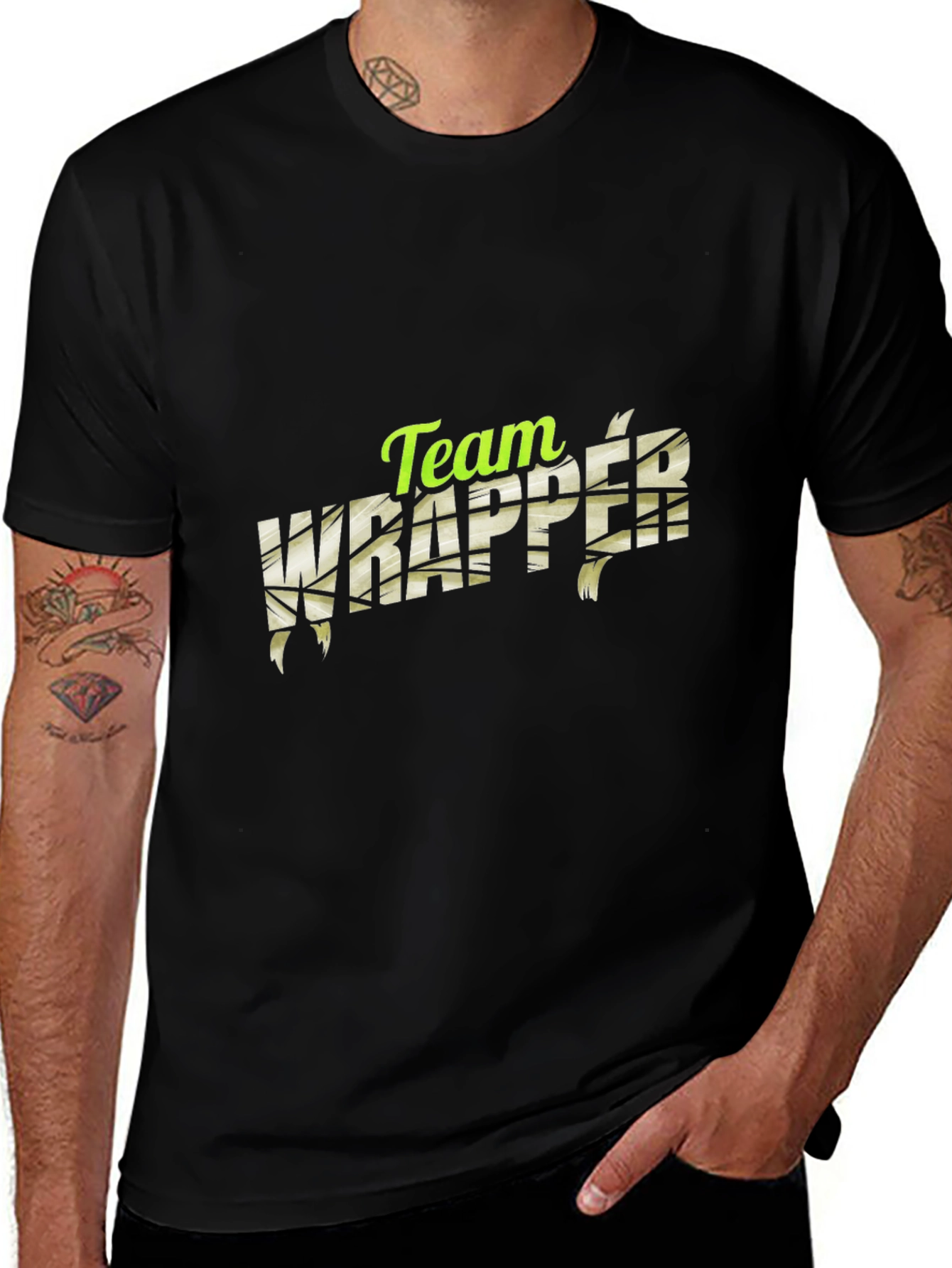 Camiseta Negra Team Wrapper - Estilo Momia
