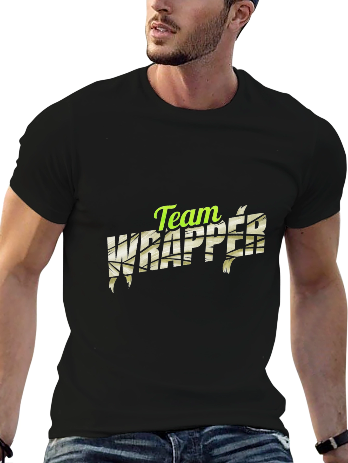 Camiseta Negra Team Wrapper - Estilo Momia