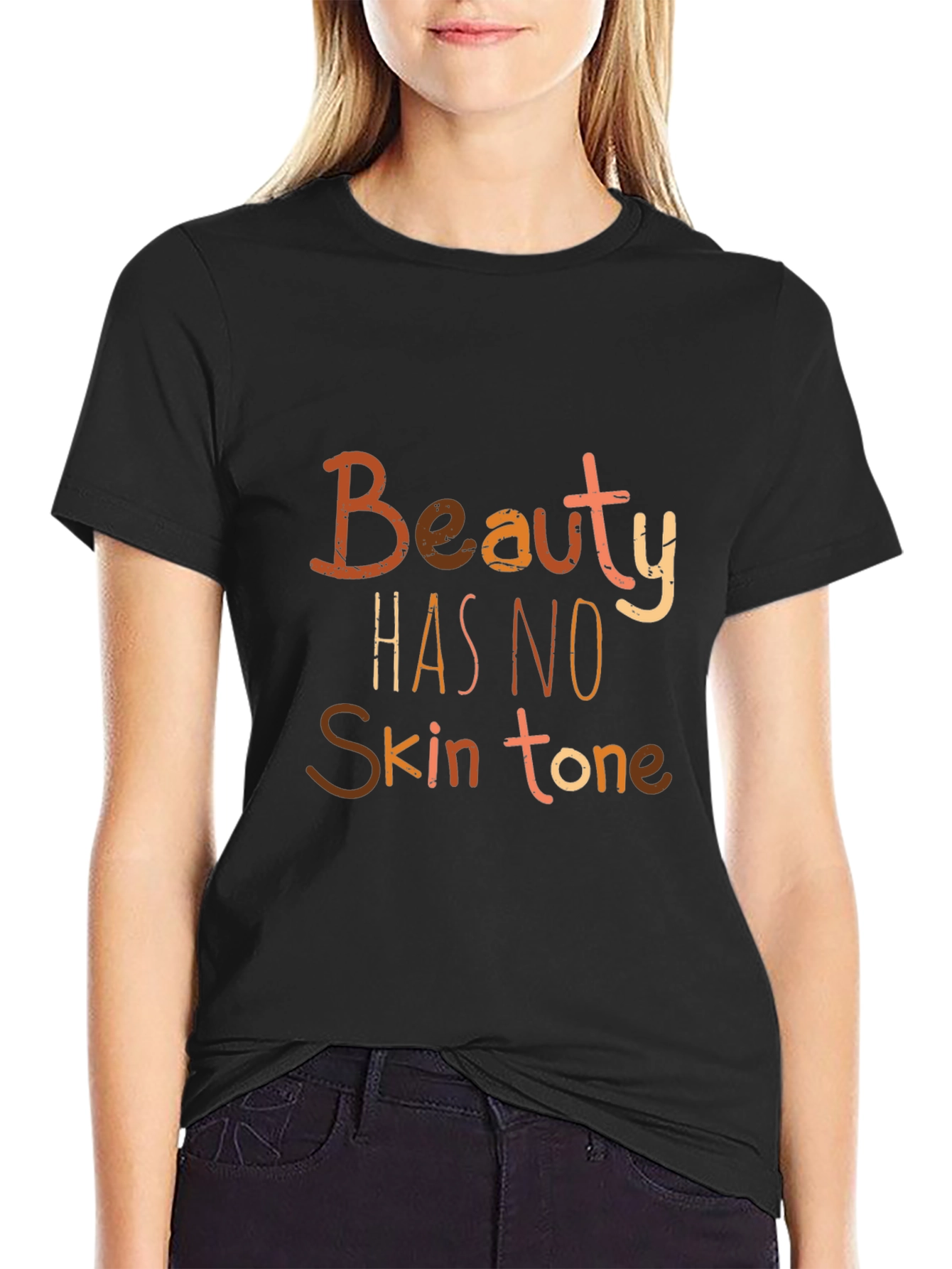Camiseta Negra: La Belleza No Tiene Tono de Piel