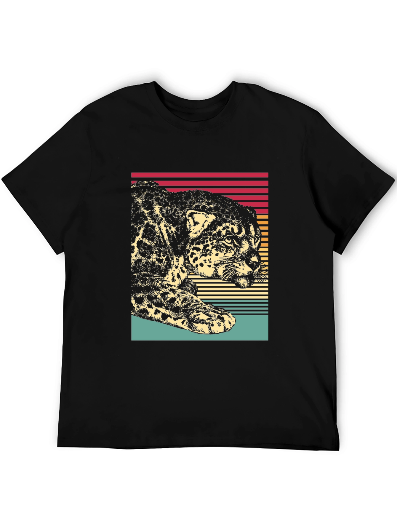 Camiseta Hombre Diseño Leopardo Retro