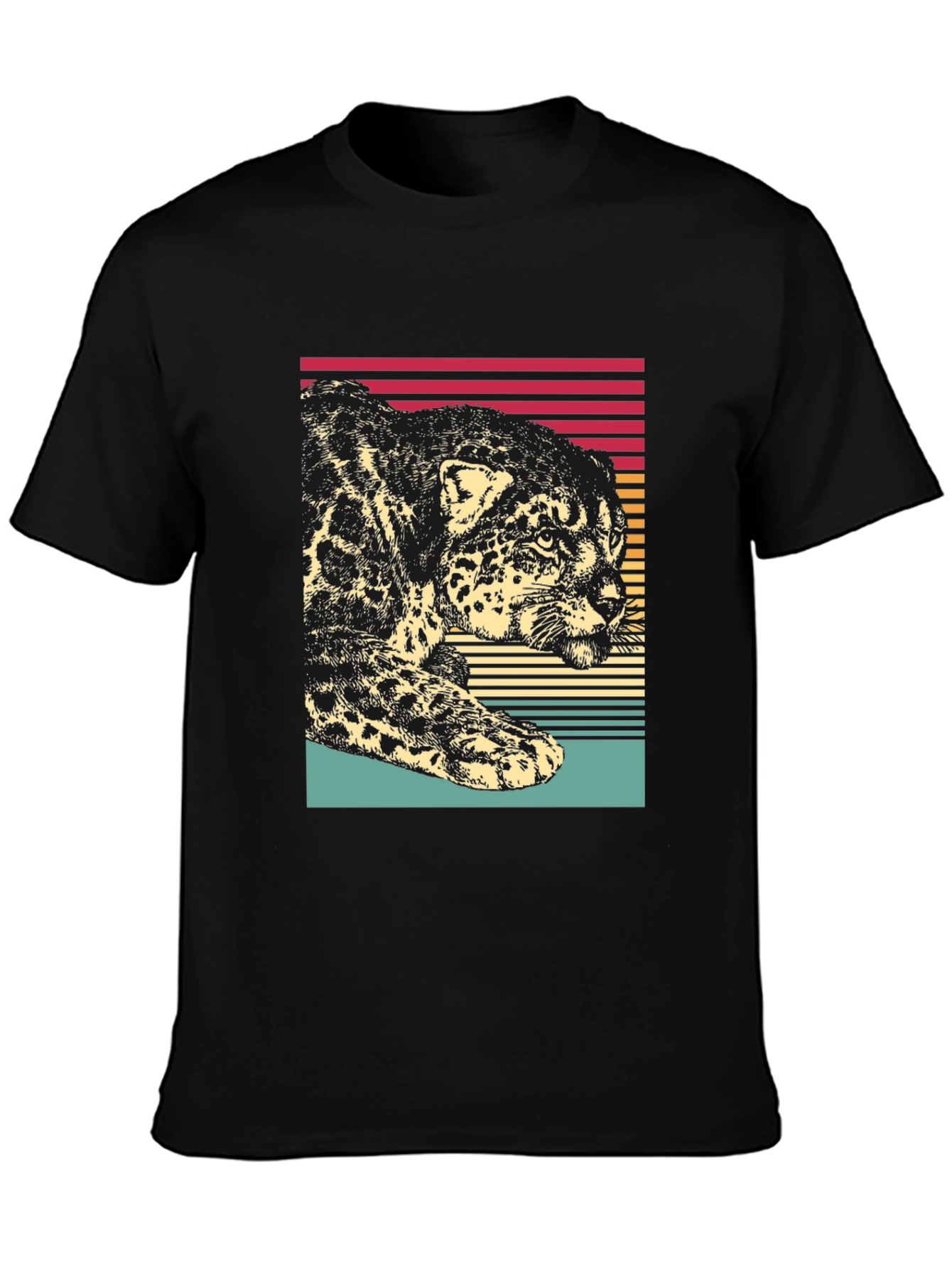 Camiseta Hombre Diseño Leopardo Retro